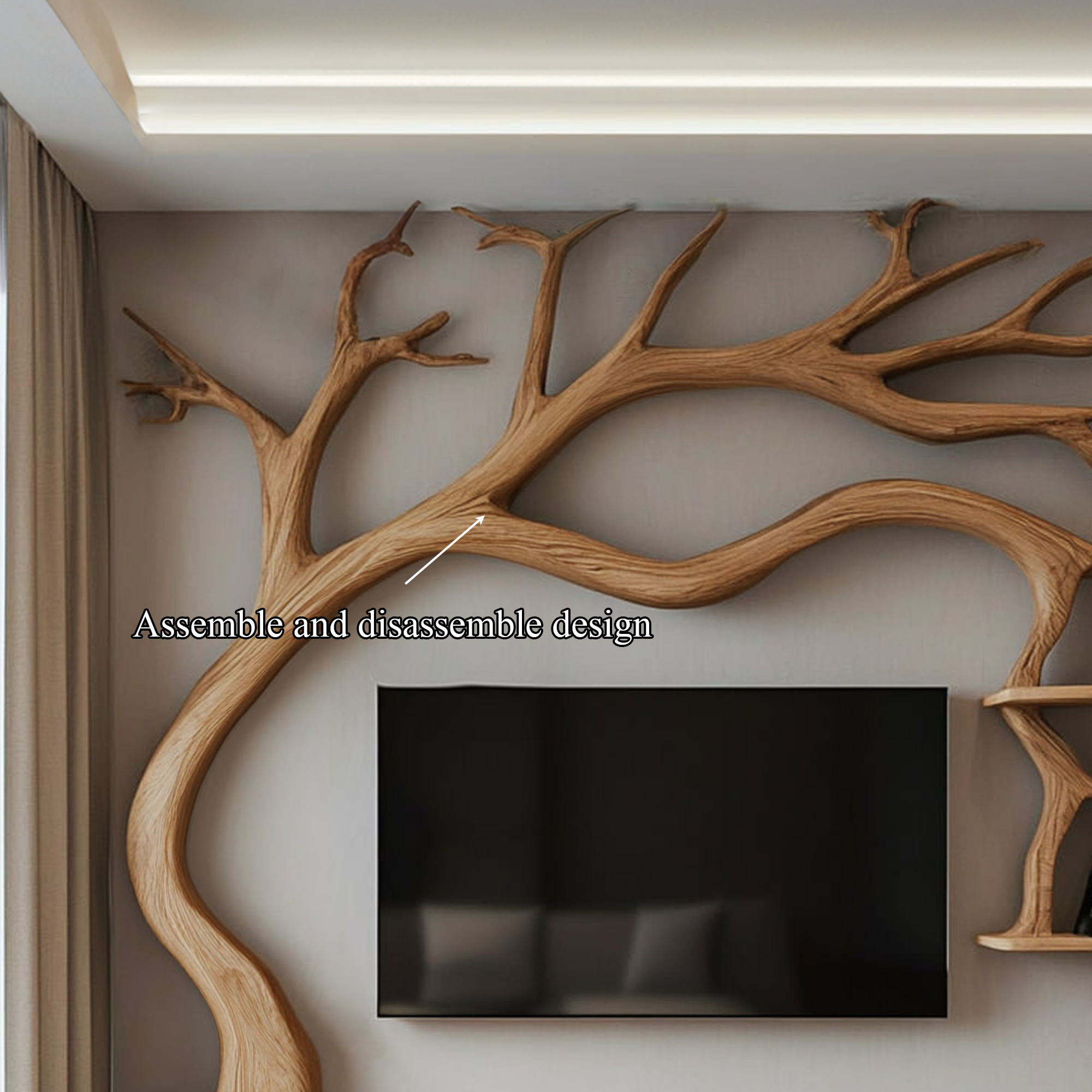 Rustic Tree TV Cabinet Living Room Bedroom Wall Unit SINLKITB340