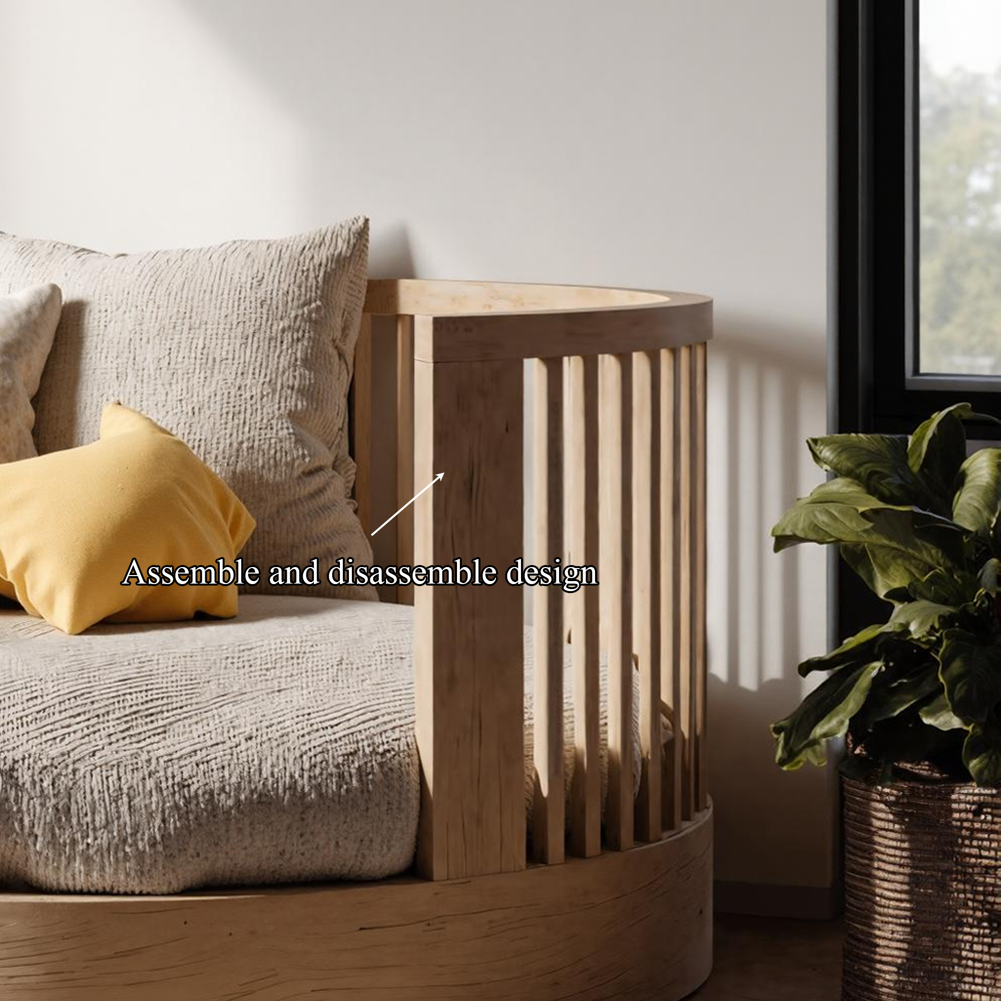 Mid Century Round Kids Bed Nursery Bedroom SINLKIWB50