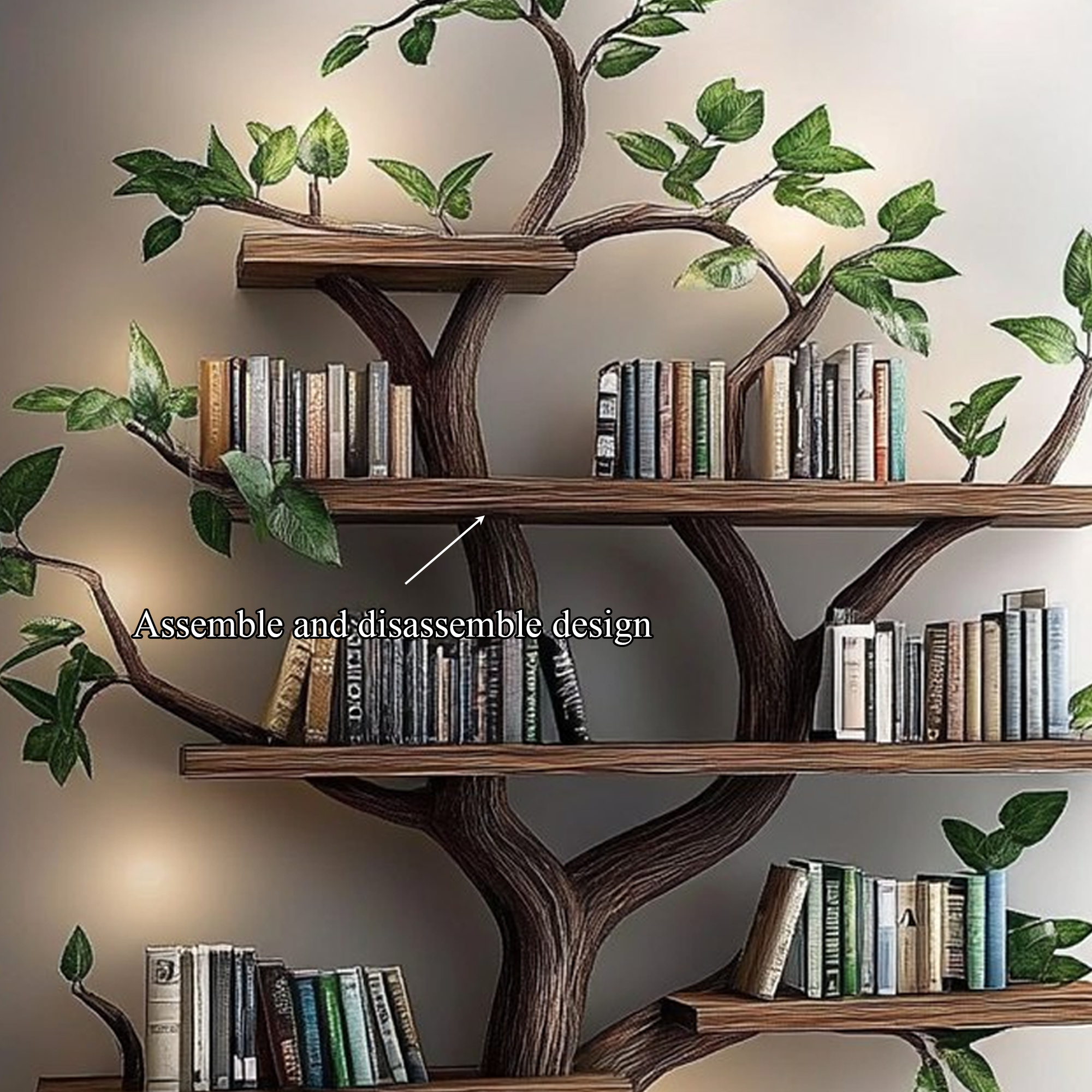 Rustic Organic Tree Bookshelf Sculptural Design Living Room SINLKITB525