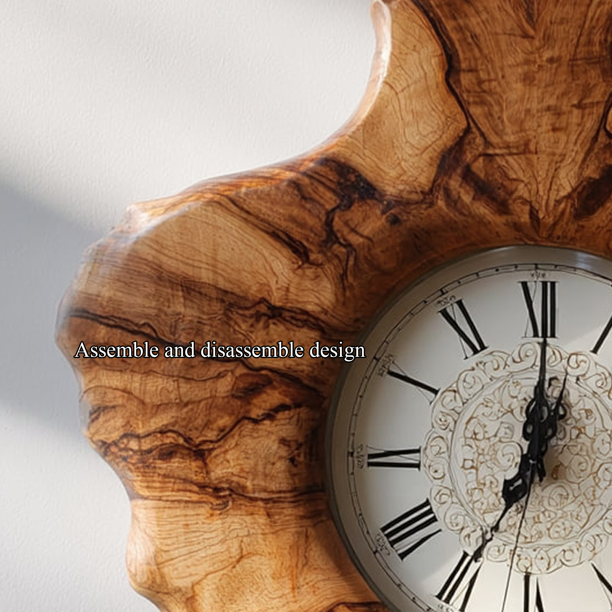 Rustic Organic Sculpted Wood Wall Clock Kitchen Or Entryway Decor SINLKICK006