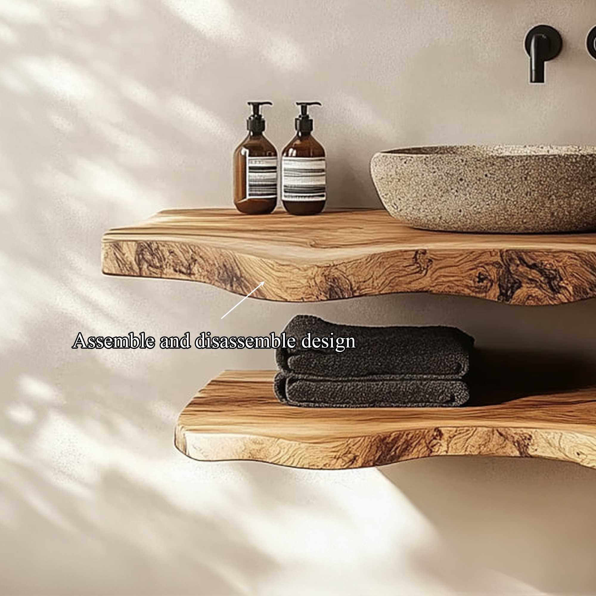 Mid Century Bathroom Vanity Shelf Minimalist Wood Bathroom Decor SINLKIBRV219