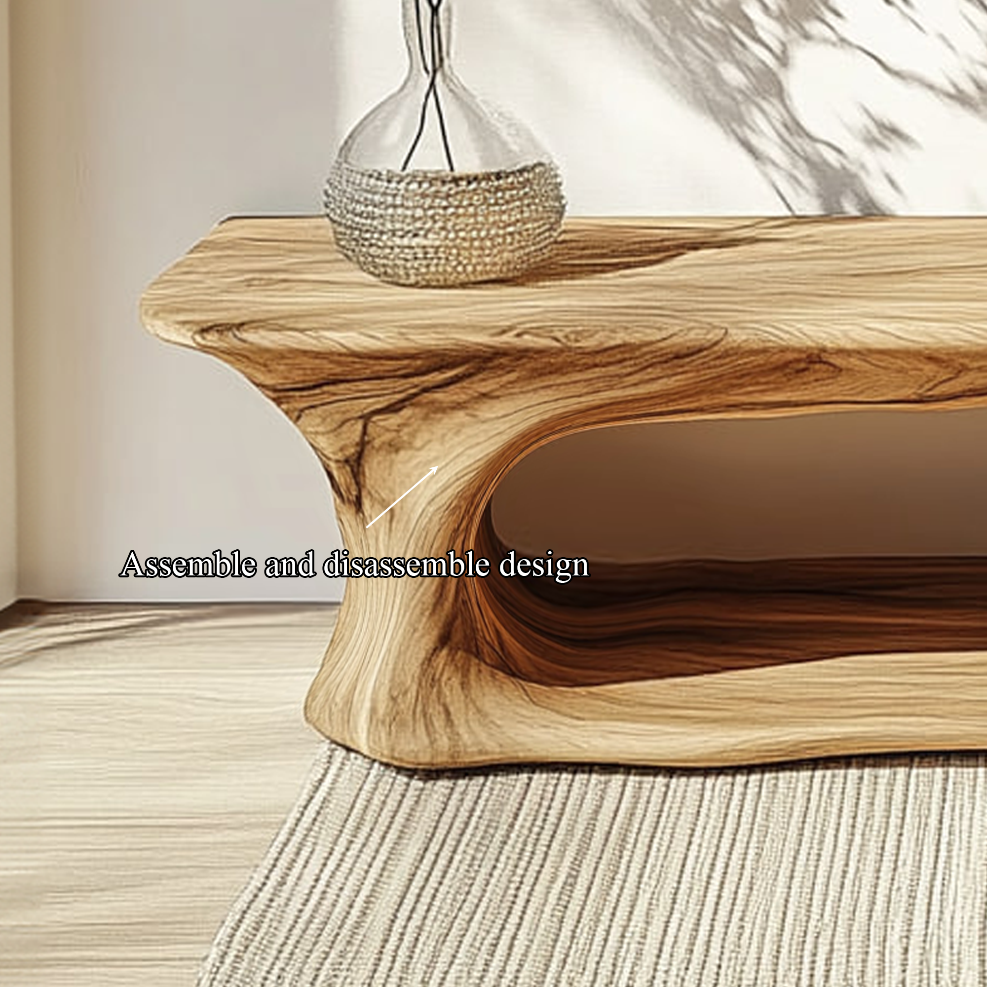 Rustic Natural Edge Wooden Shoe Bench Entry Hall SINLKISB054