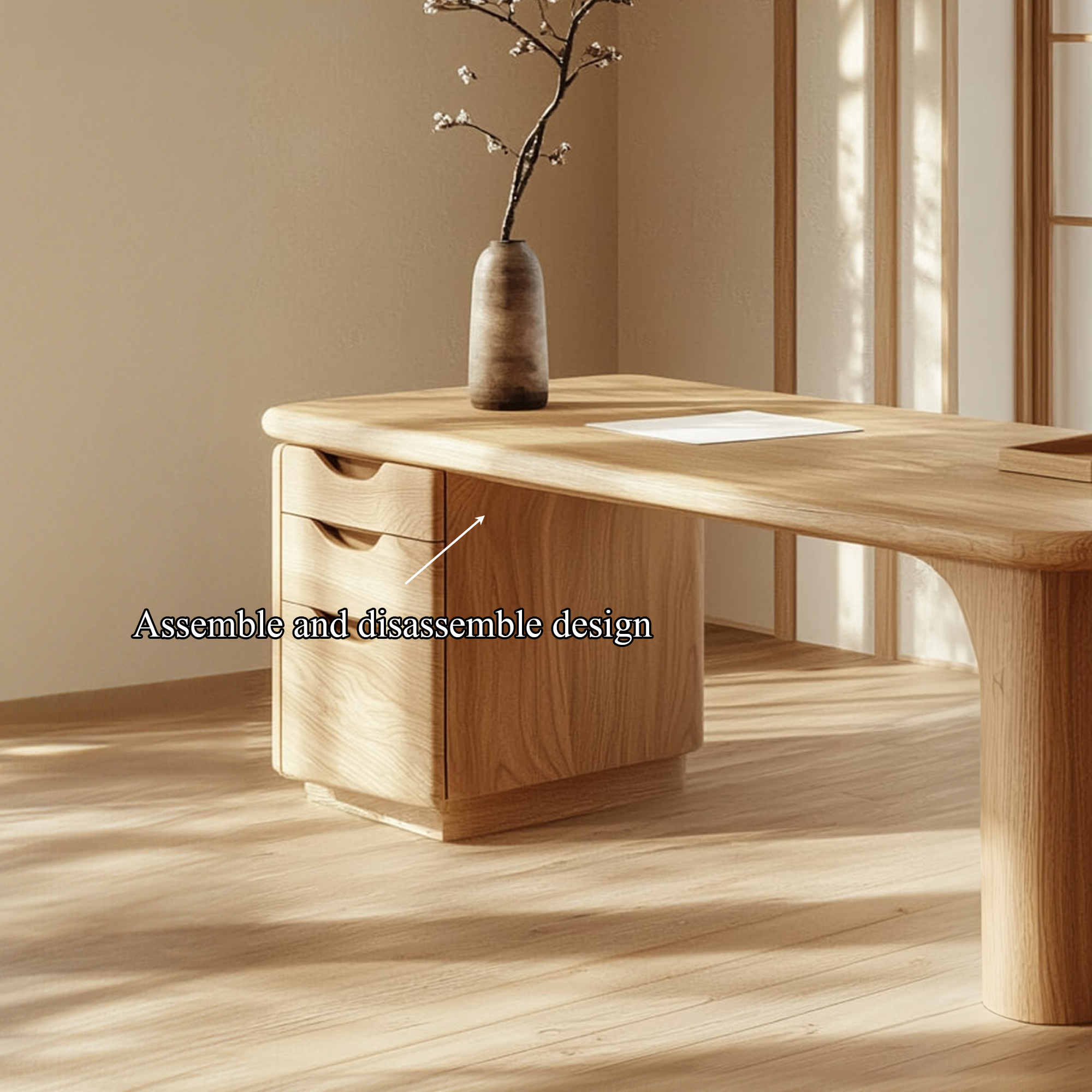 Japandi Organic Minimal Work Desk Home Office And Study Room SINLKIDK057