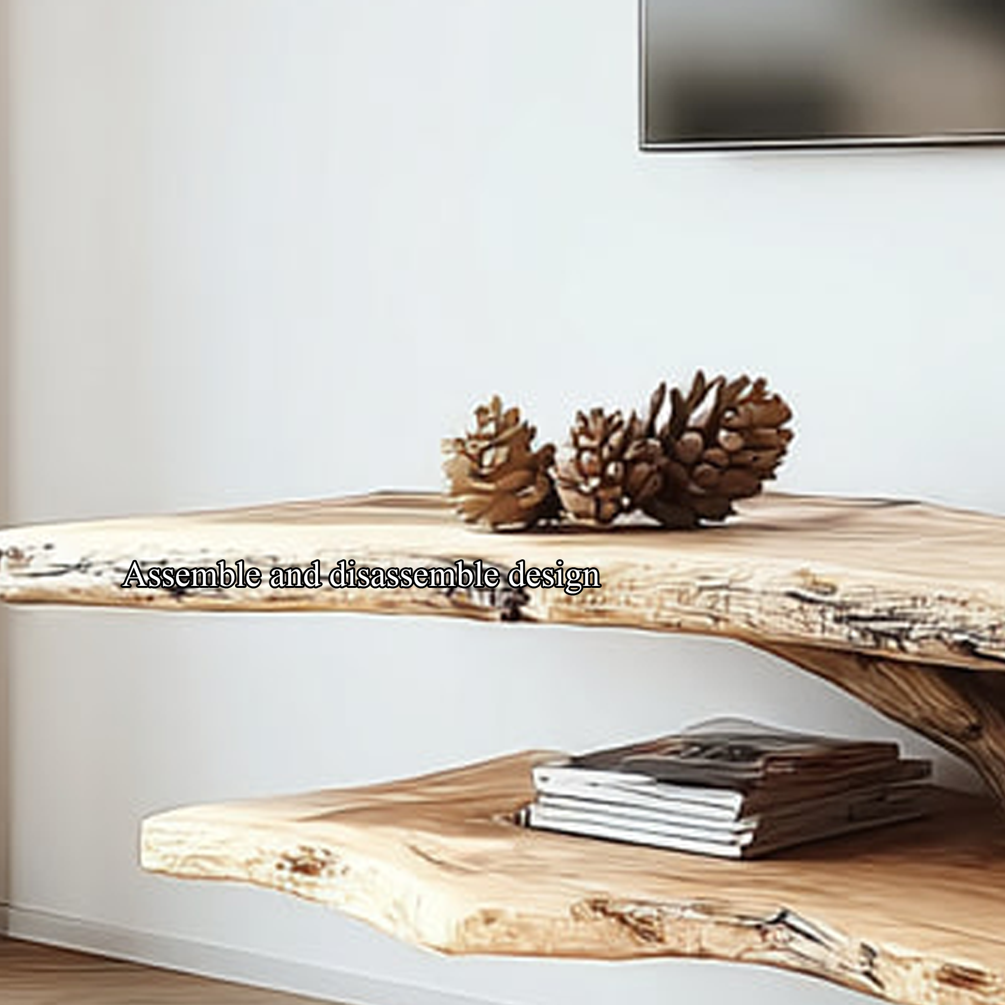 Mid Century TV Console Two Tier Live Edge Apartment Space SINLKICS313