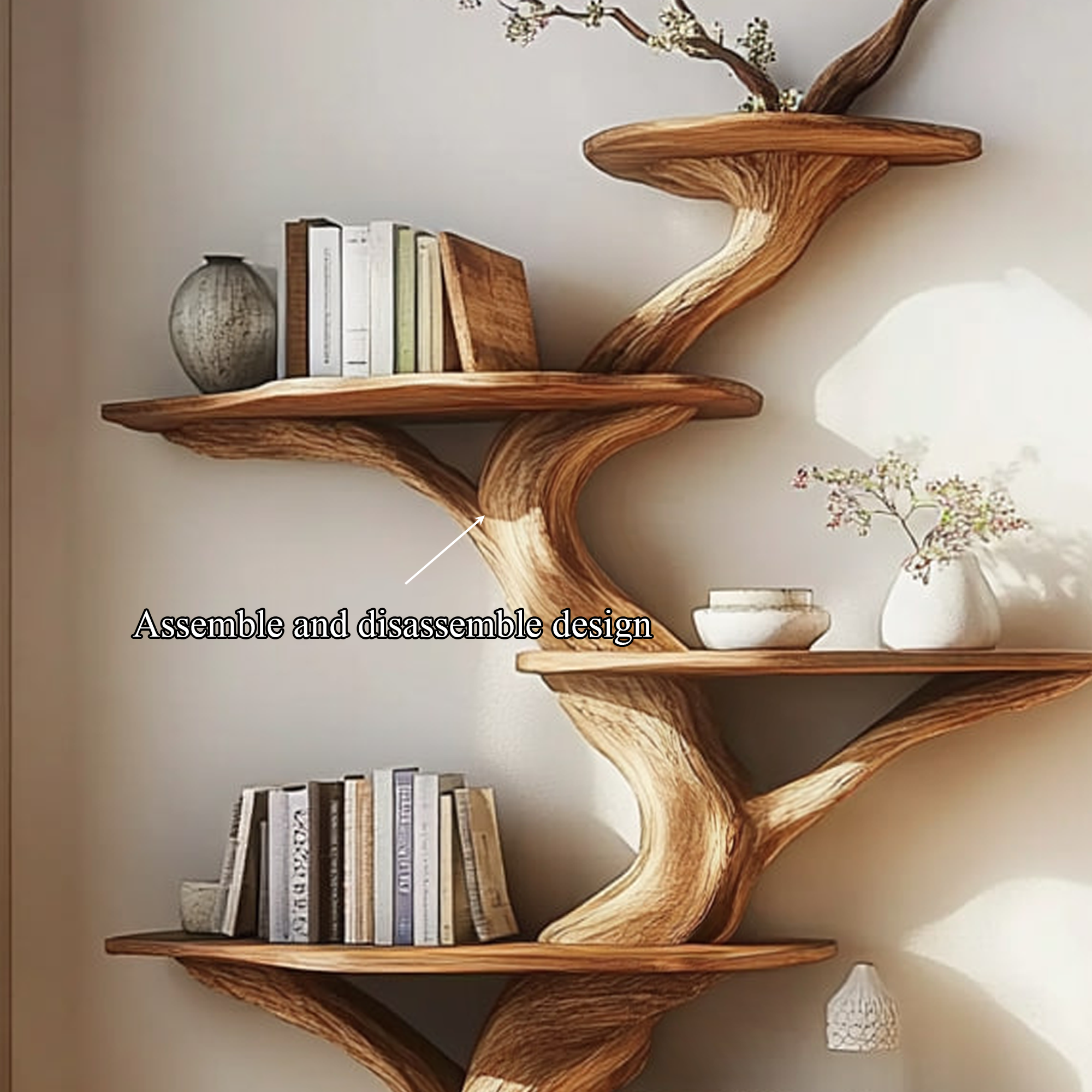 Rustic Tree Bookshelf Bedroom Study Room Organizer SINLKITB476
