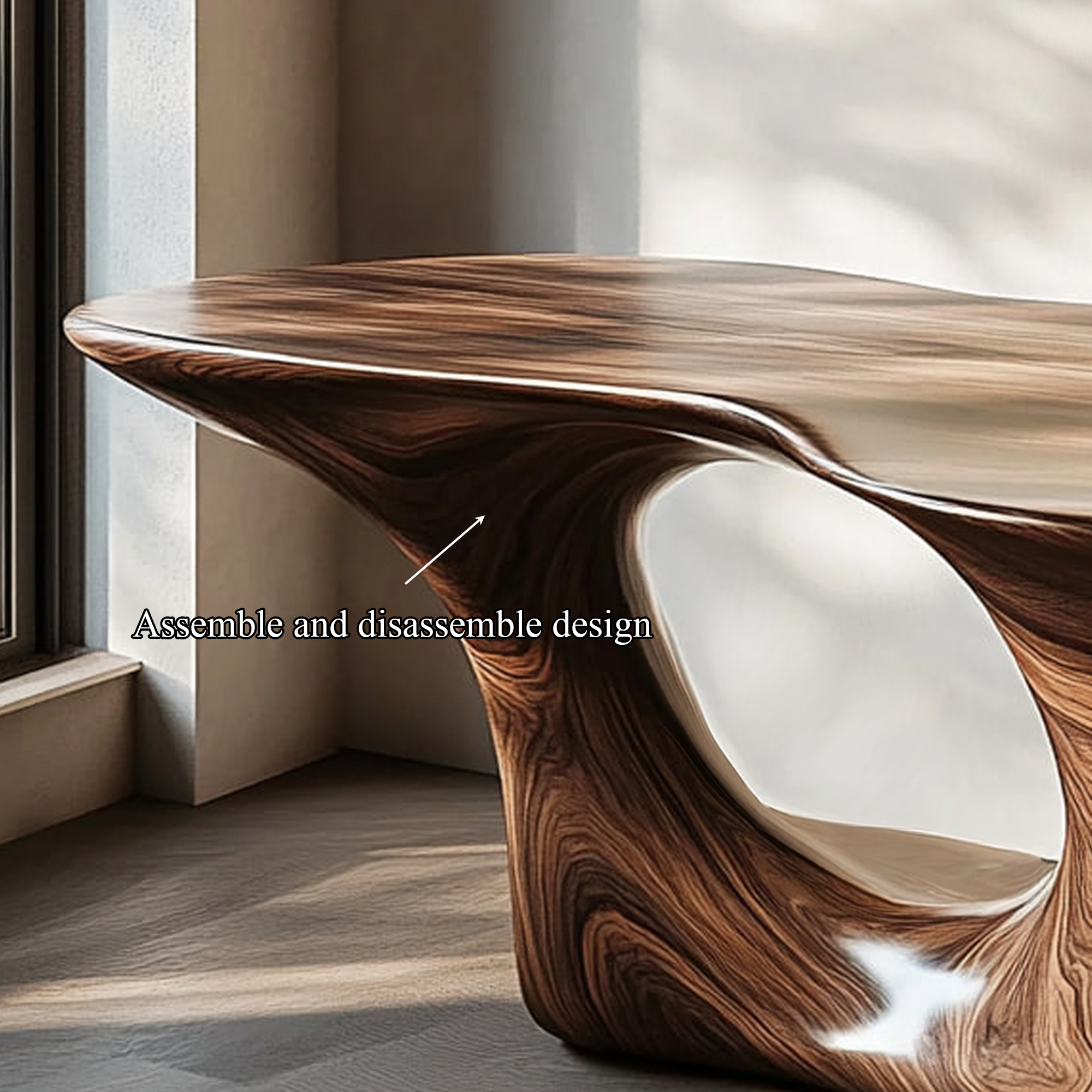 Rustic Console Table Solid Wood Curved Base Living Room SINLKICS317