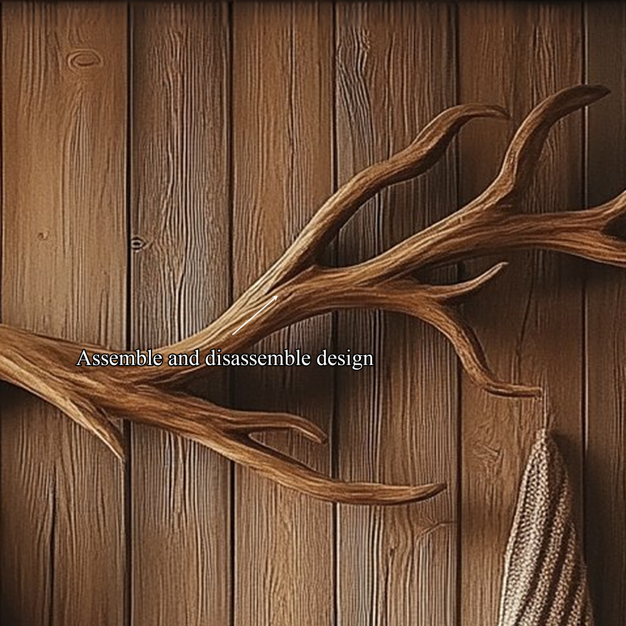 Natural Wood Branch Wall Rack Handcrafted Rustic Entryway Decor SINLKITCR068