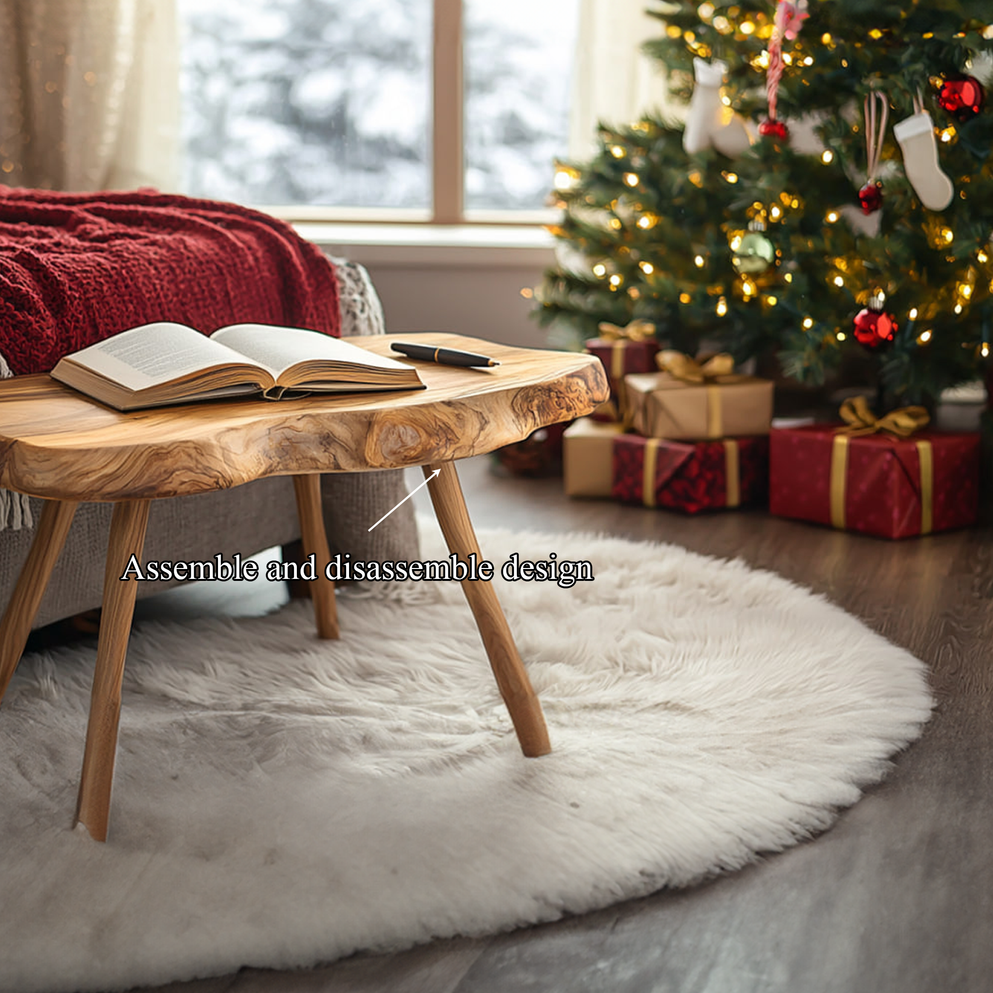 Rustic Live Edge Table Christmas Cozy Bedroom Setup SINLKIBT200