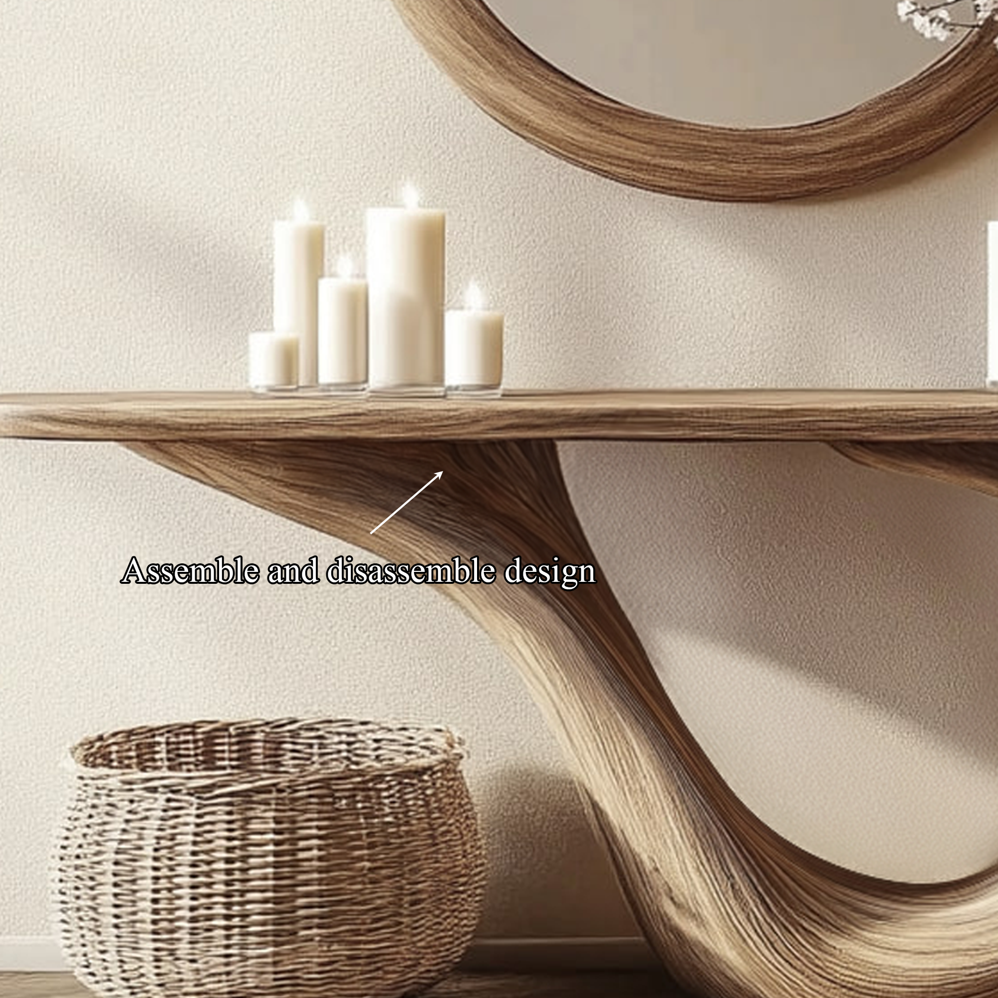 Mid Century Console Table Sculptural Wood Arch Luxury Foyer Display SINLKICS344