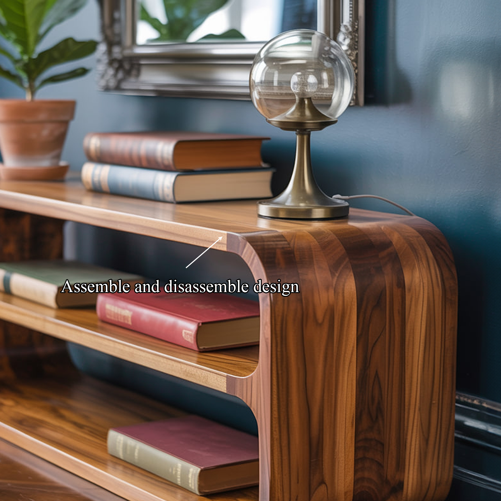 Mid Century Curved Wood Storage Cabinet Entryway Or Hallway SINLKISC284