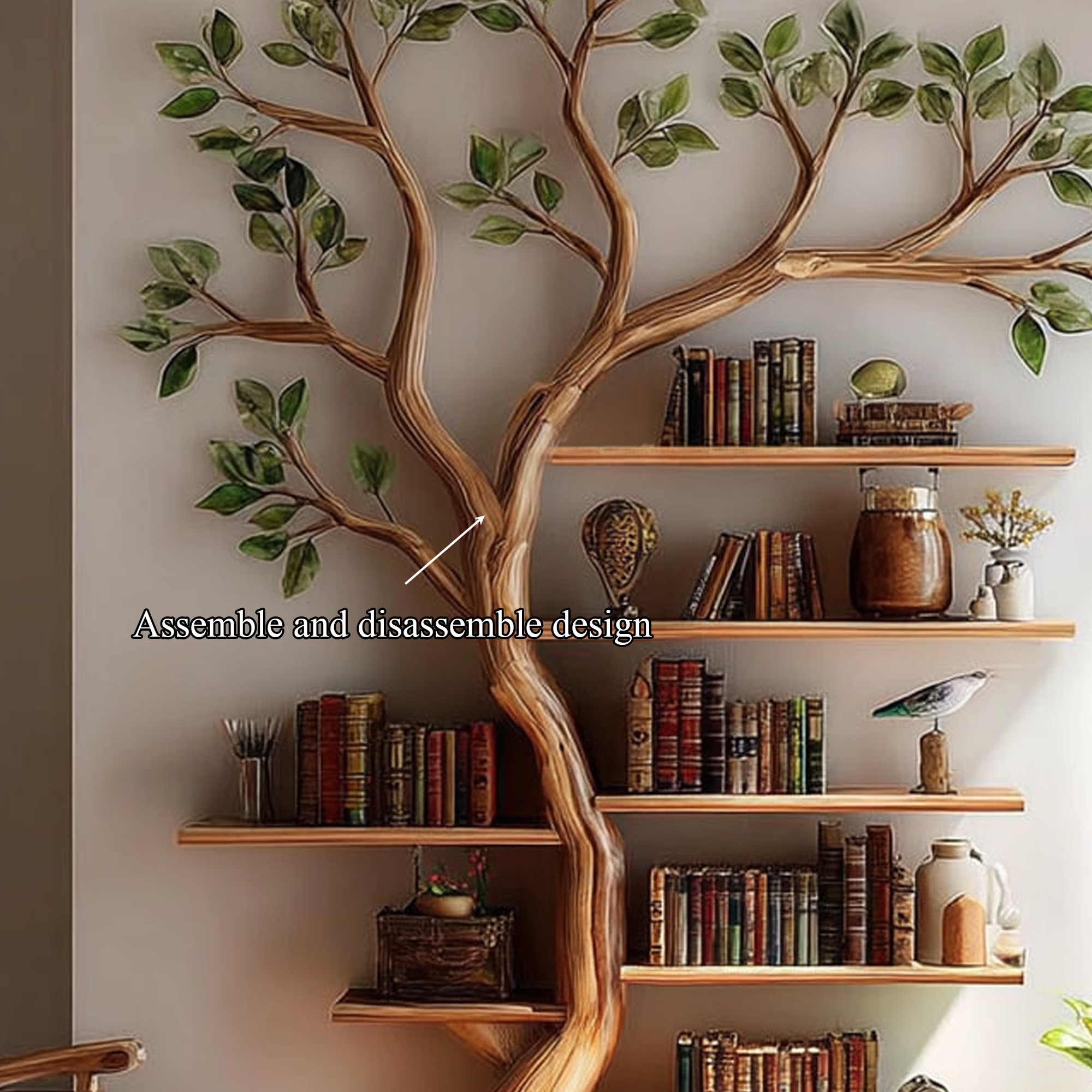 Rustic Tree Bookshelf Living Room Office Artistic Wall Display SINLKITB332