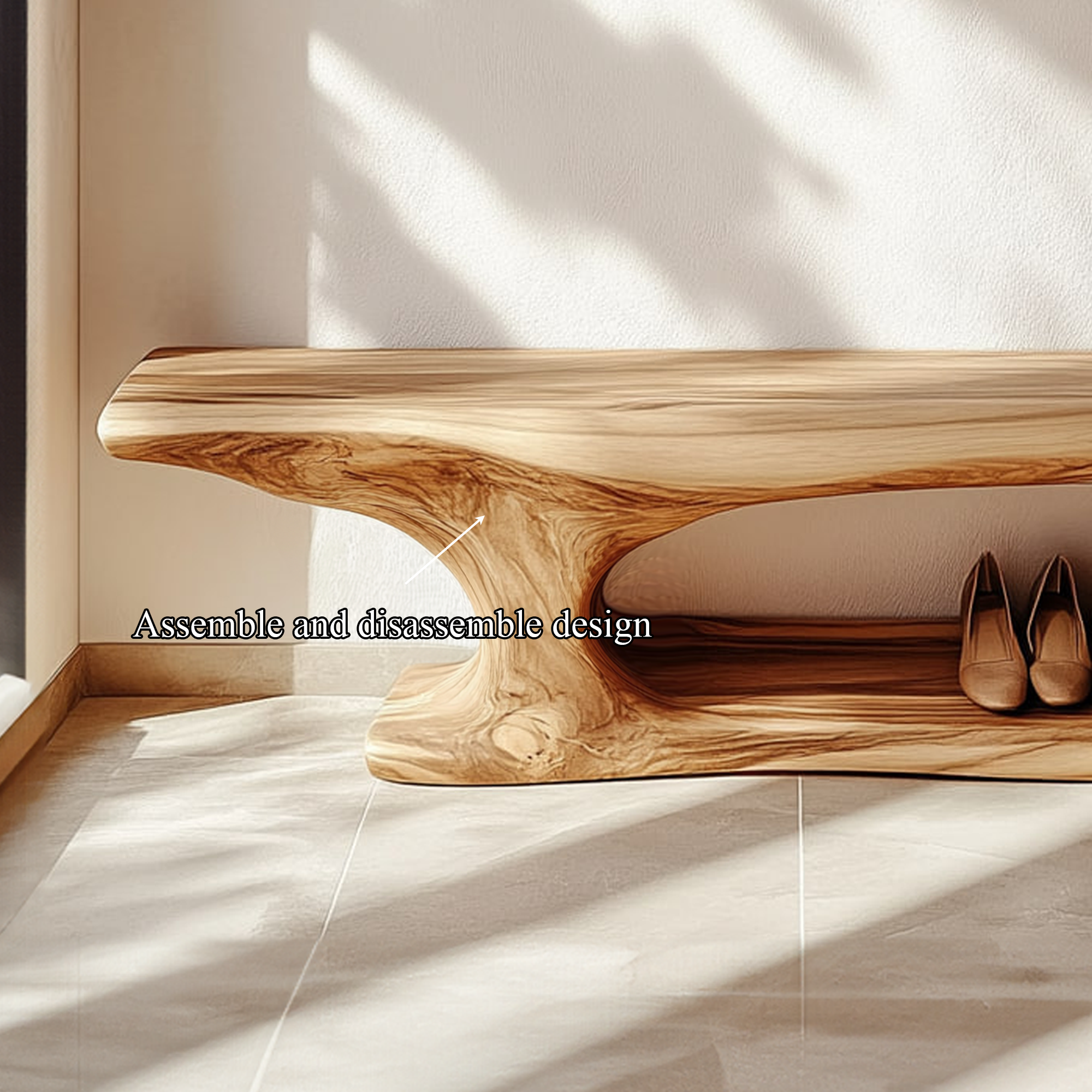 Mid Century Solid Wood Shoe Organizer Bench Living Space SINLKISB055