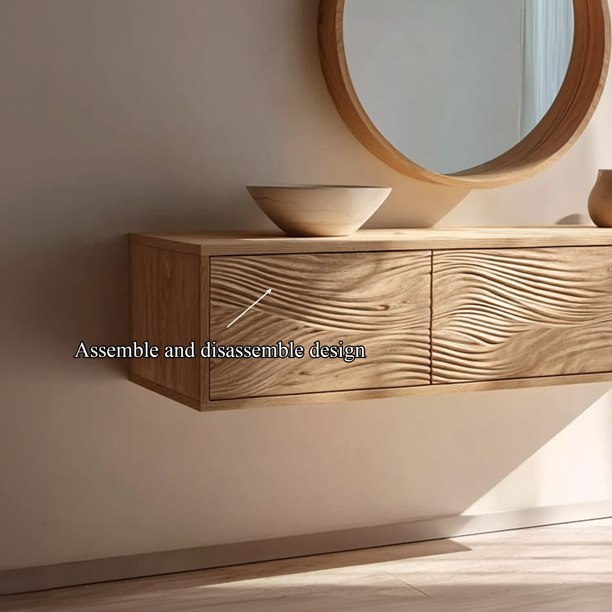 Mid Century Floating Vanity Storage Bathroom SINLKIBRV180