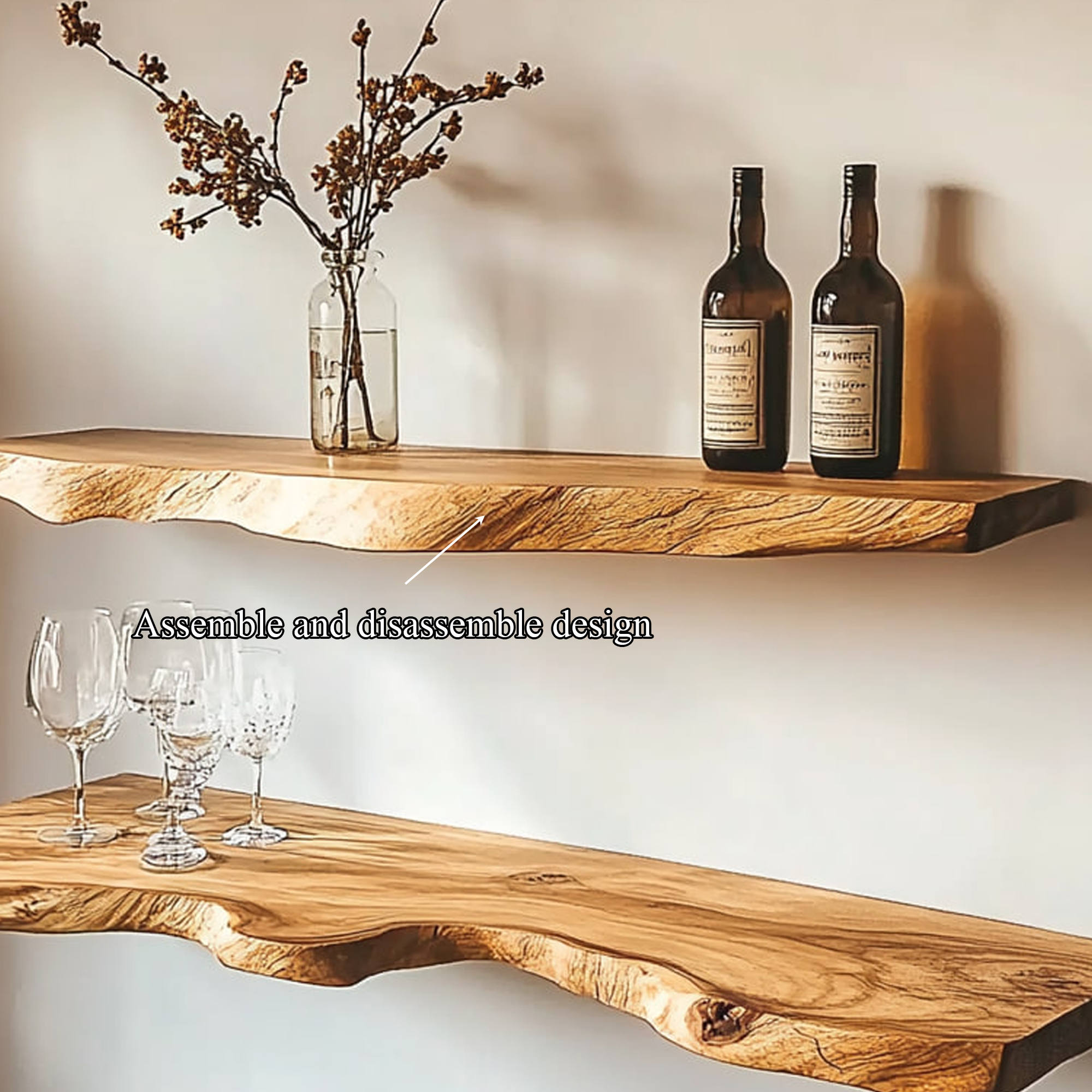 Rustic Floating Shelf Live Edge Design For Dining Room SINLKIFL316