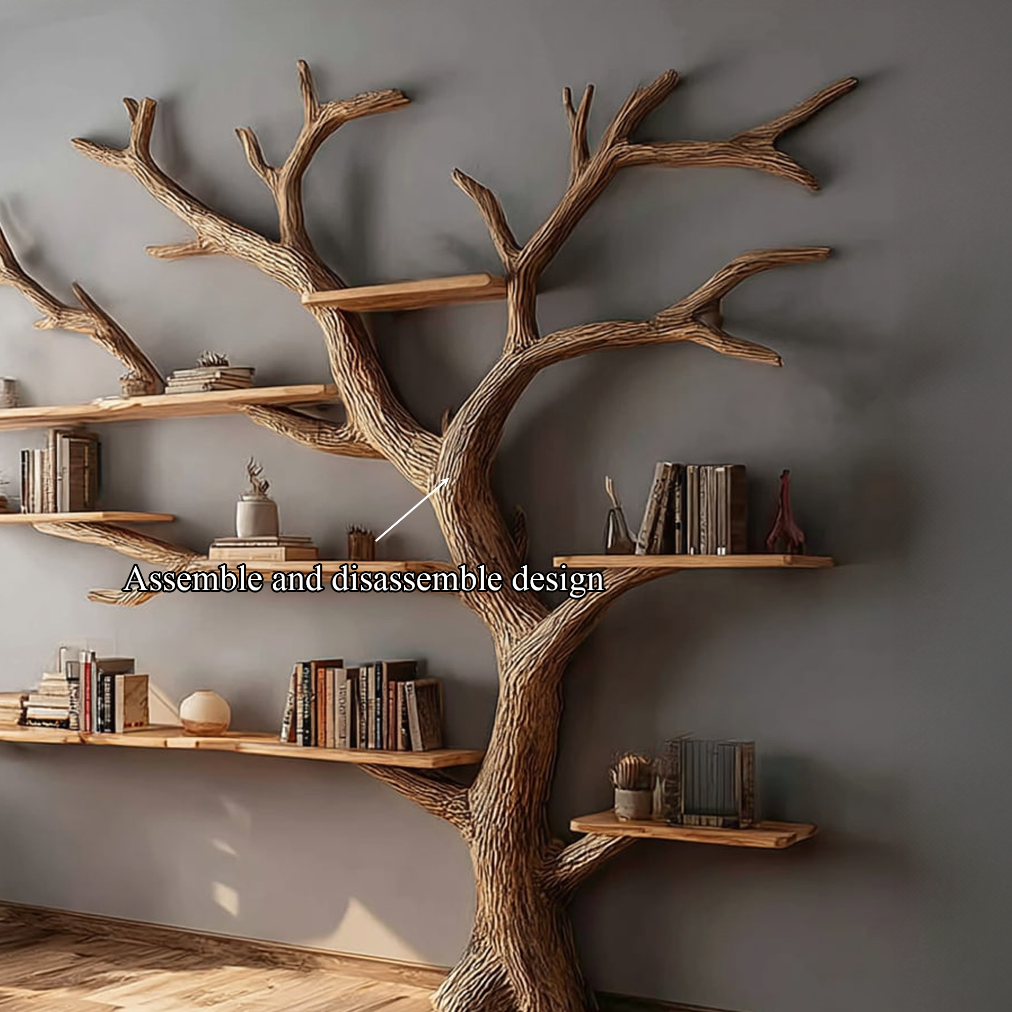 Rustic Artistic Tree Shelf Living Room Statement Decor SINLKITB325