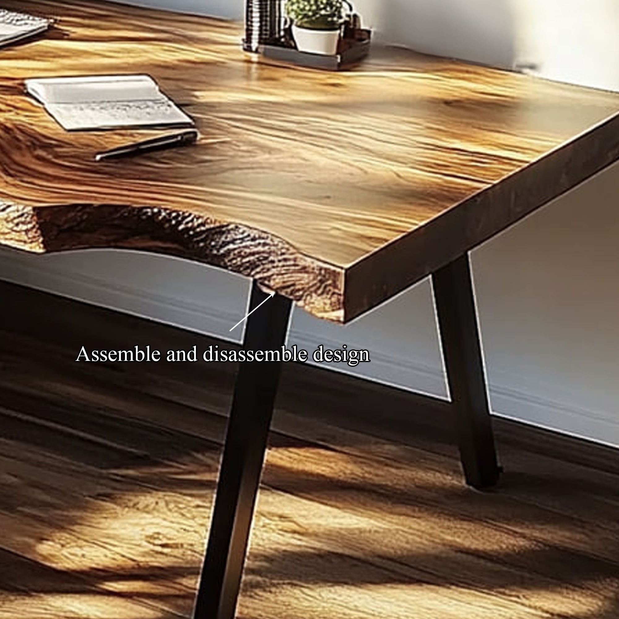 Rustic Live Edge Modern Work Desk Bedroom And Home Office SINLKIDK029