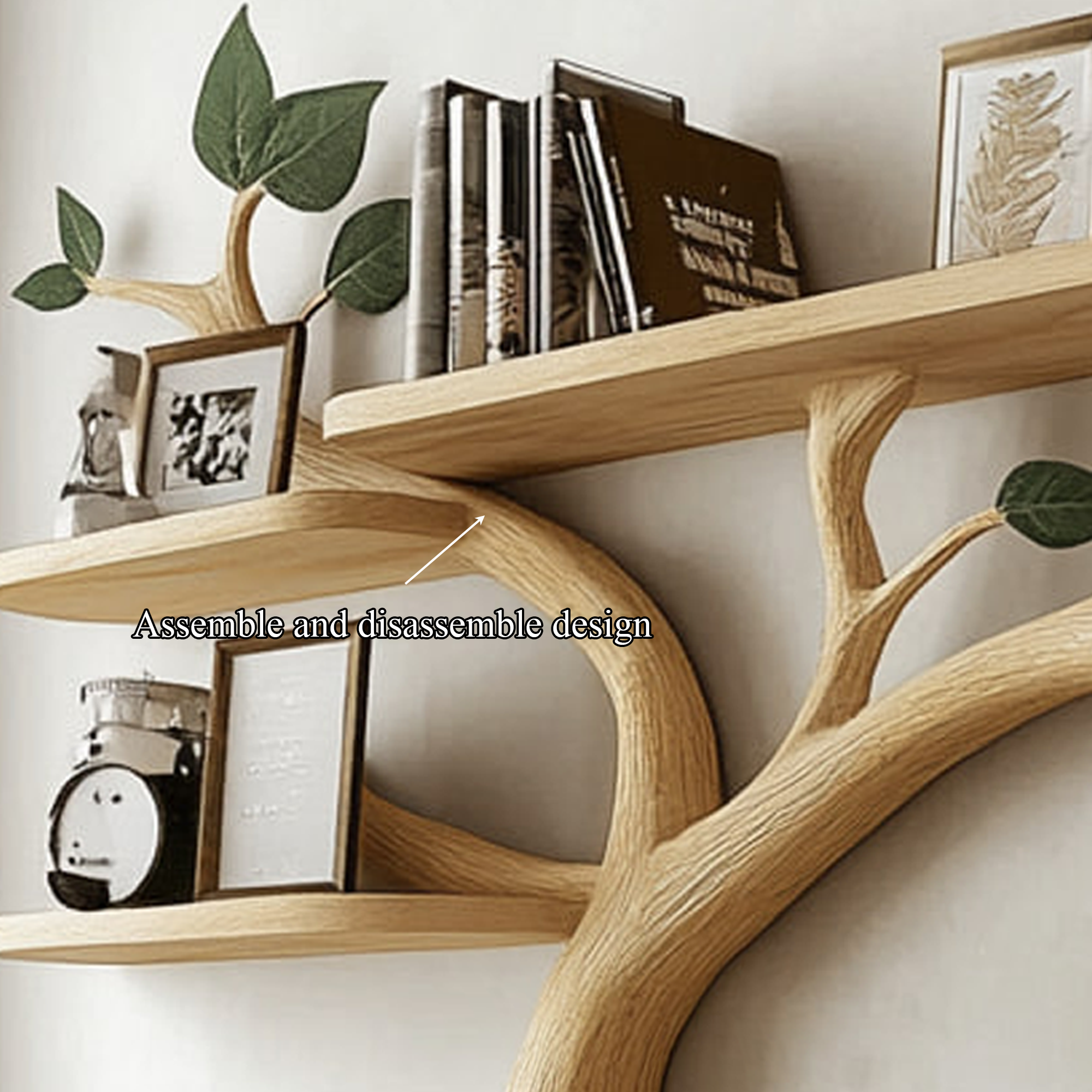 Rustic Organic Tree Wall Shelf Minimalist Bedroom Decor SINLKITBS064