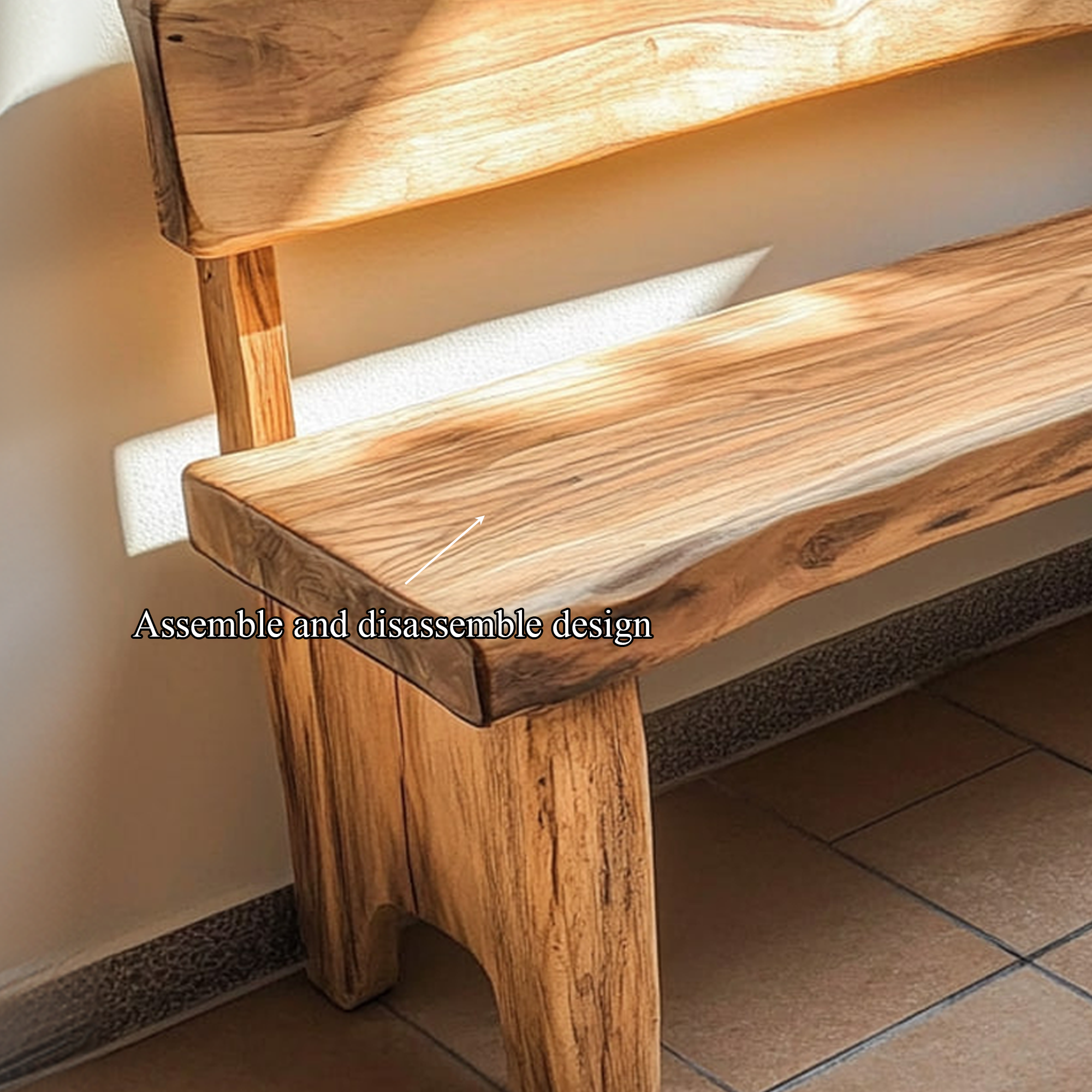 Rustic Solid Wood Bench Entryway Living Room SINLKIRS040