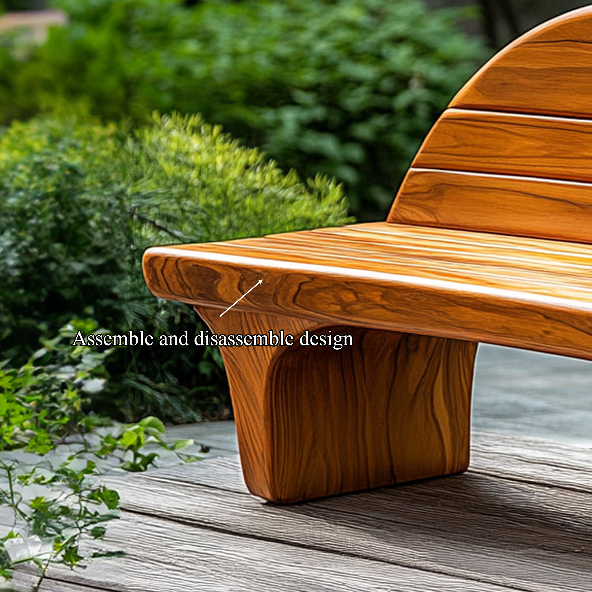 Sculptural Modern Artistic Wood Bench Outdoor SINLKIRS043