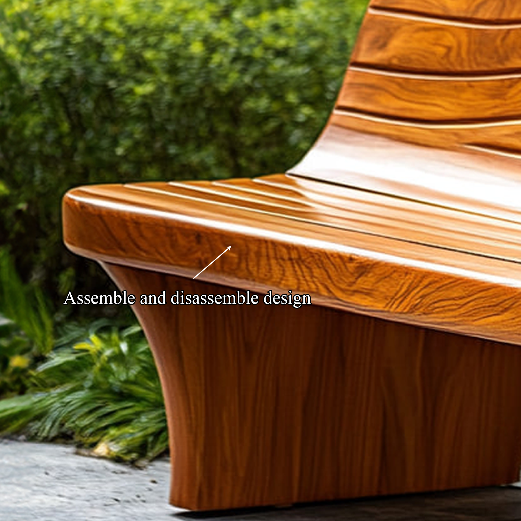 Sculptural Modern Wood Bench Outdoor Garden Or Entryway SINLKIRS044