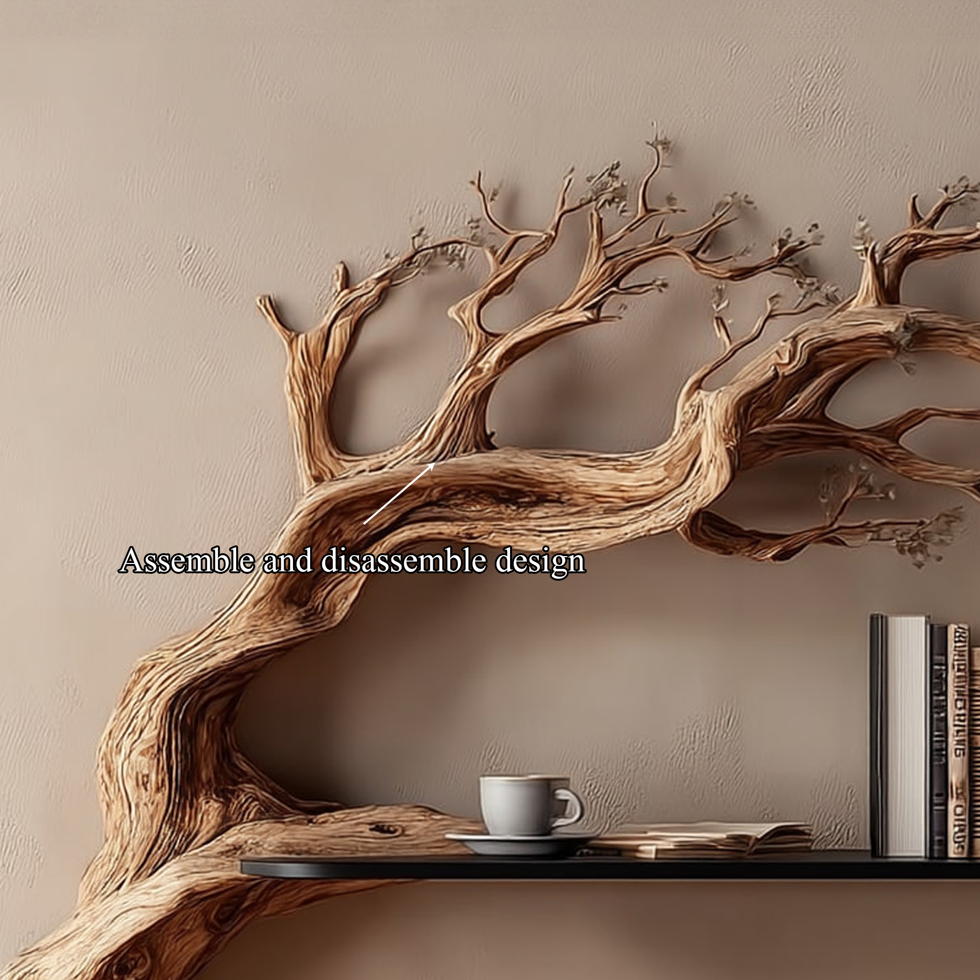 Rustic Branch Floating Shelf Artistic Bedroom Wall Decor SINLKIFL176