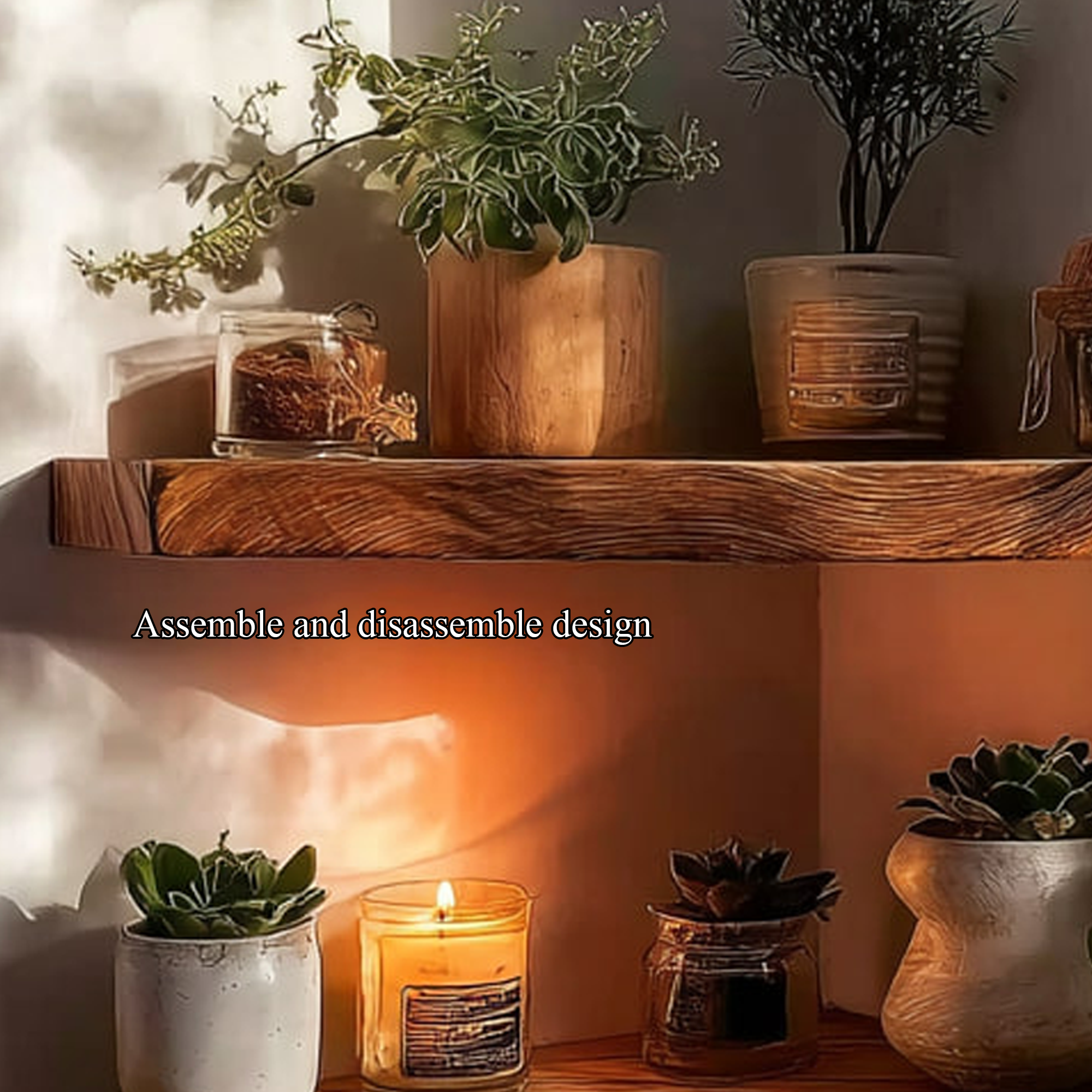 Rustic Wall Mounted Corner Shelf Living Room SINLKIFL209