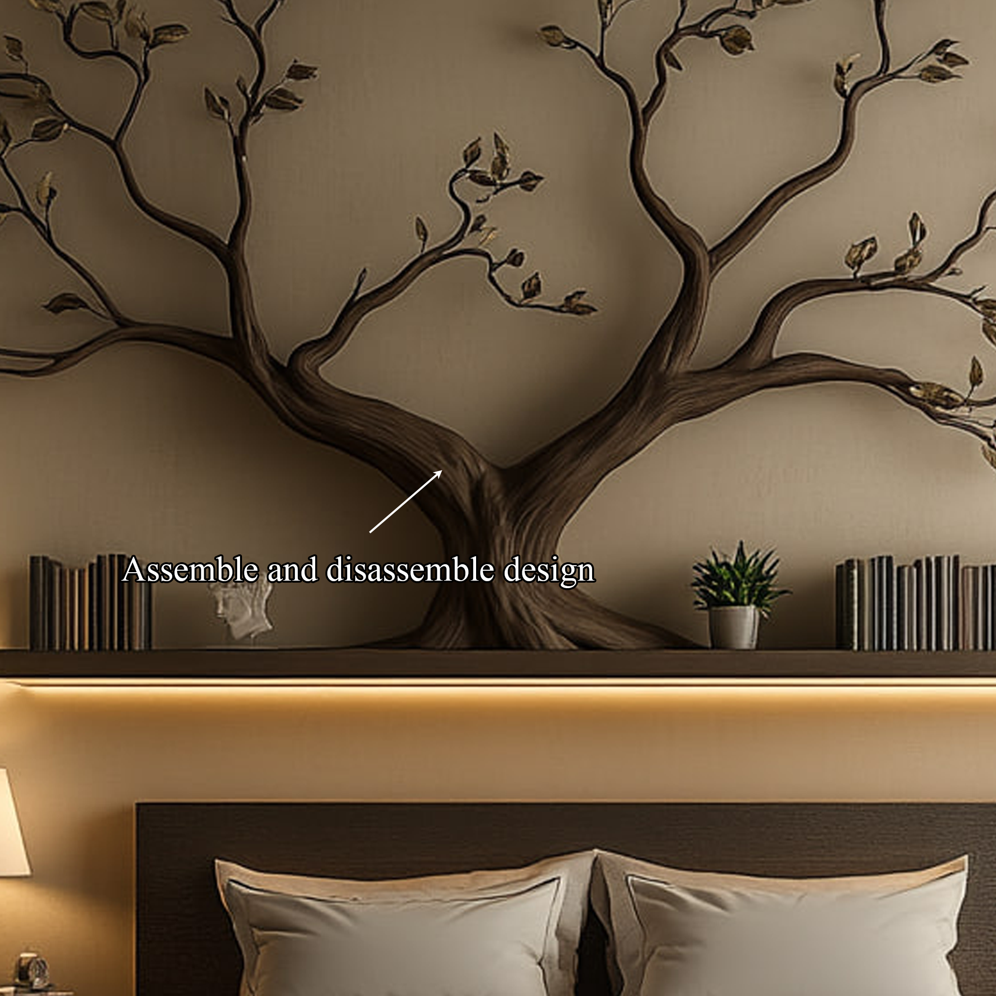 Mid Century Organic Tree Wall Shelf Artistic Bedroom SINLKITBS093