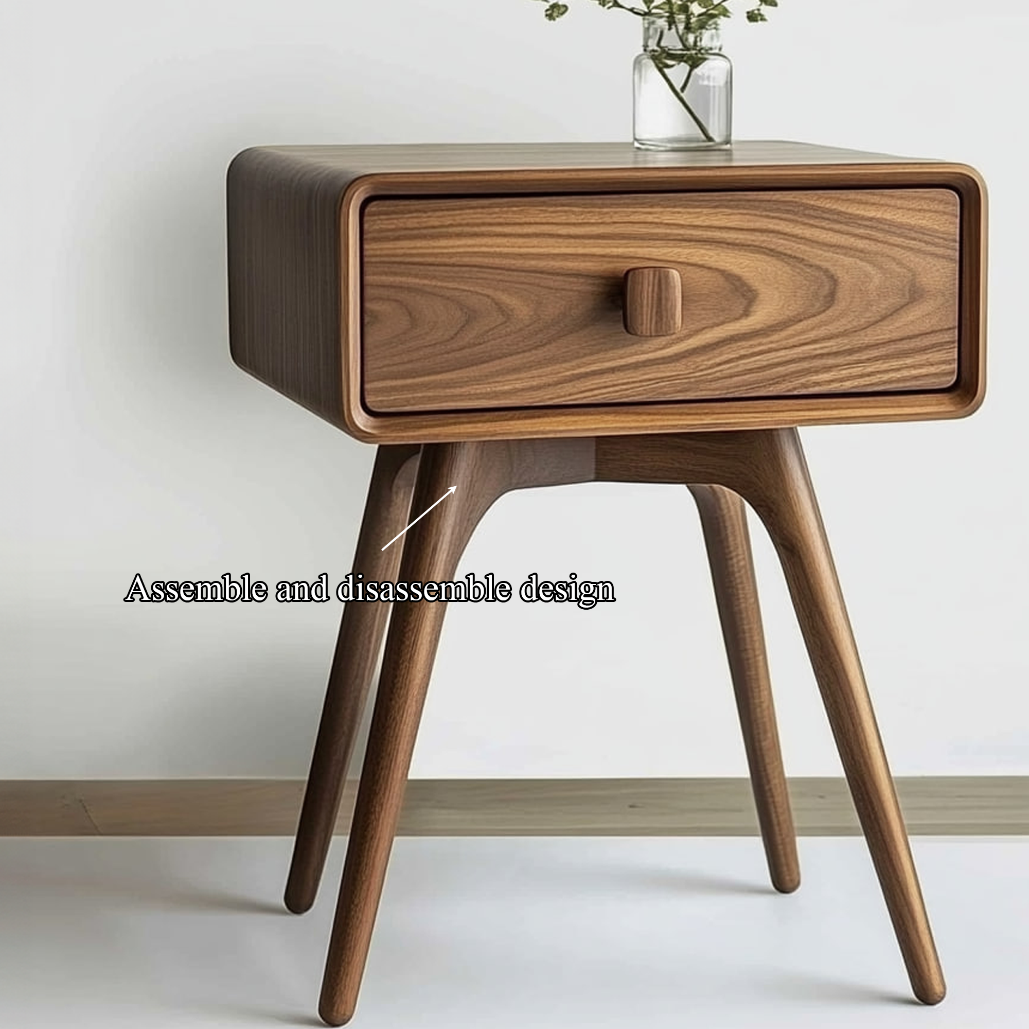 Mid Century Modern Wood Nightstand Bedroom Or Living Room SINLKICC029