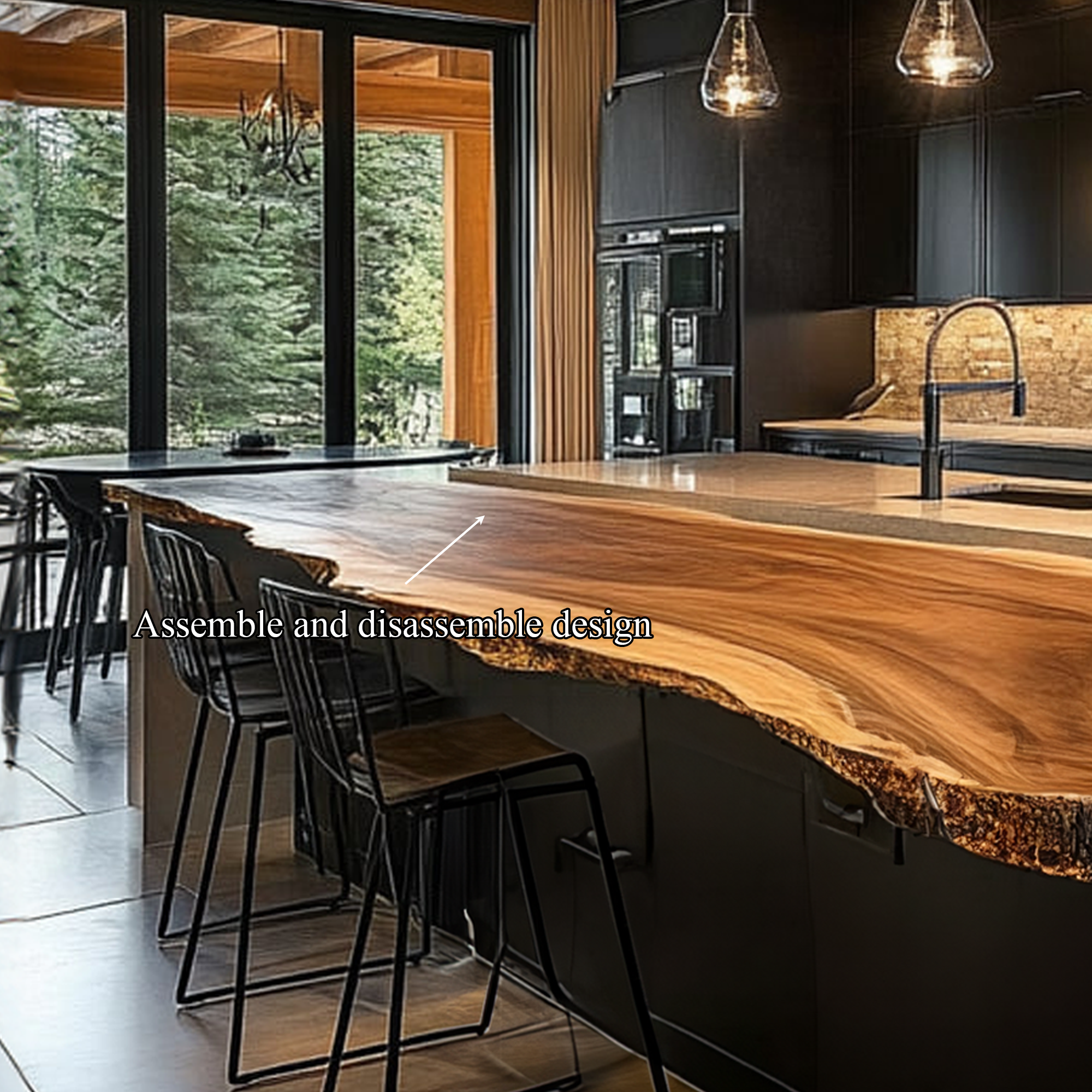 Rustic Natural Edge Kitchen Island Kitchen Or Cooking Space SINLKIKI123