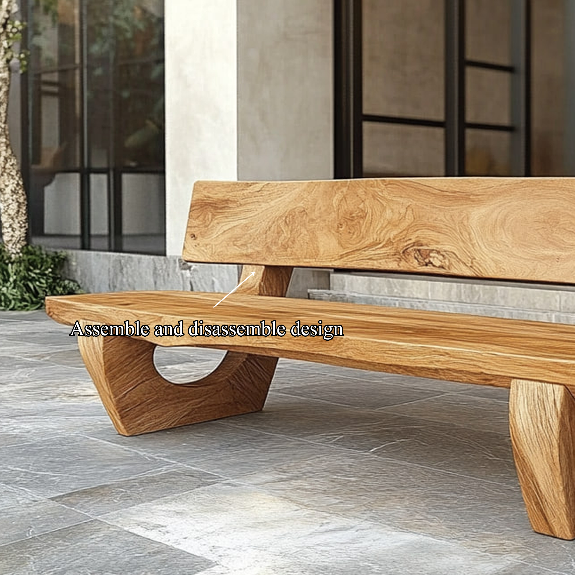 Rustic Sculptural Bench For Living Room Or Entryway SINLKIRS050