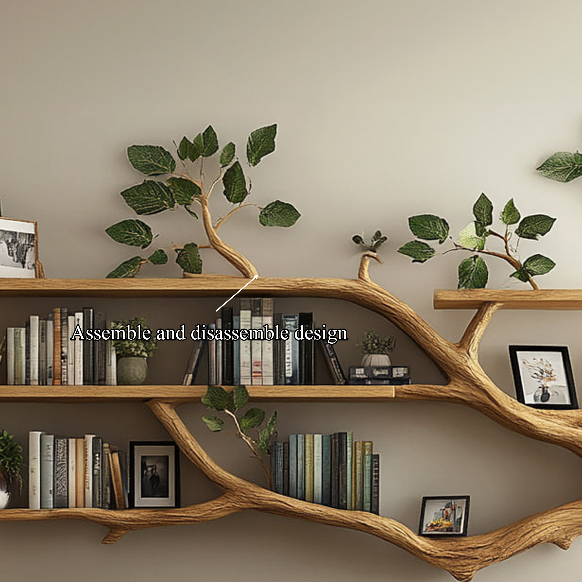 Rustic Tree Branch Shelf Modern Living Room Style SINLKITBS056