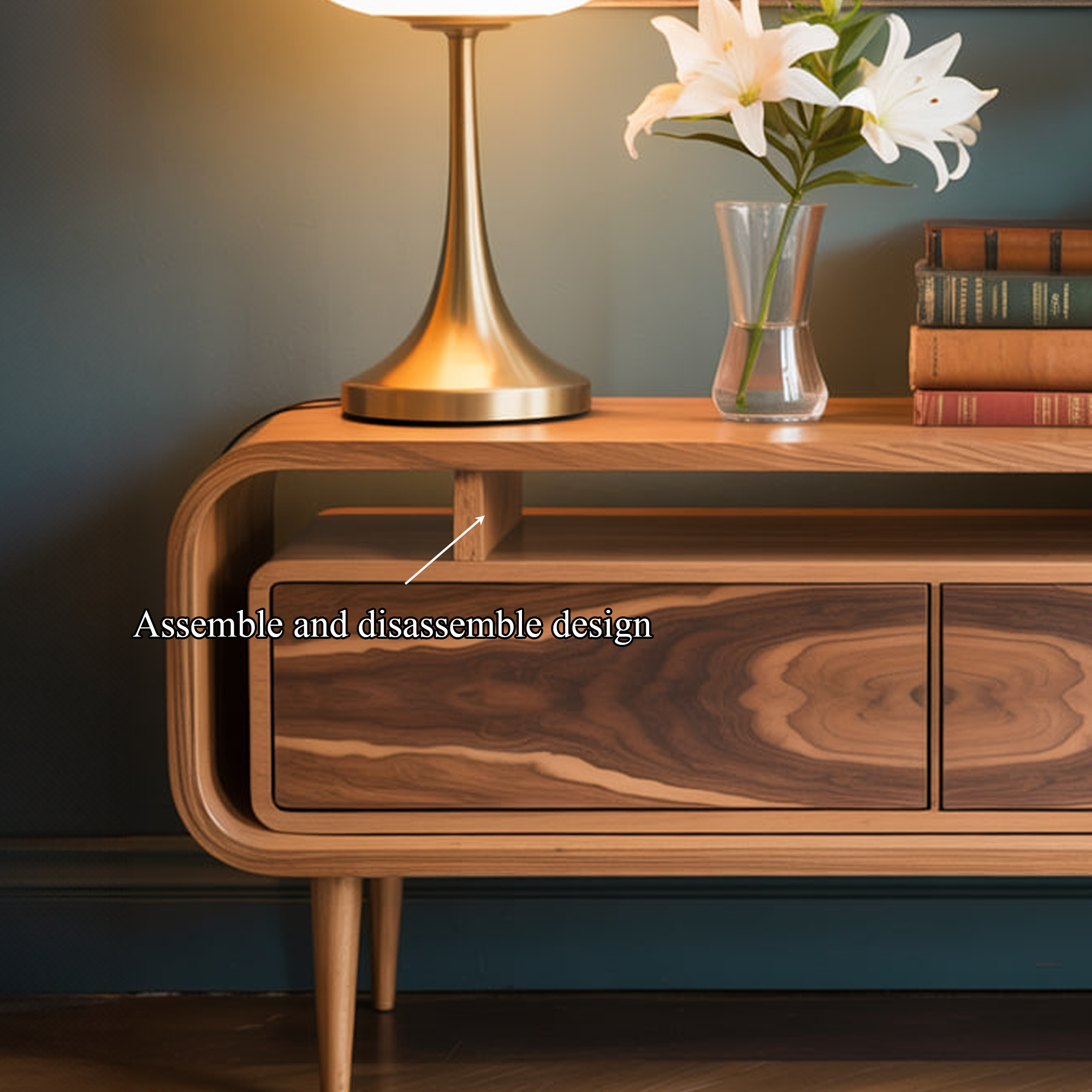 Mid Century Wooden Storage Console Living Room Or Entryway SINLKISC277