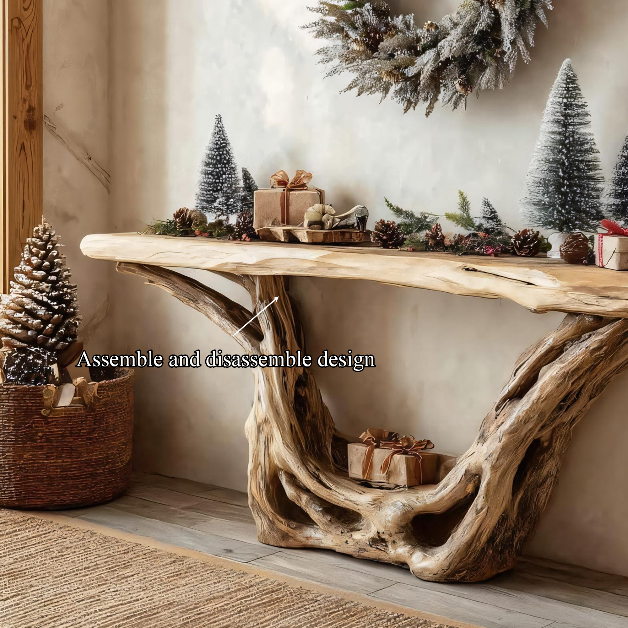 Rustic Console Table Festive Living Room Decor SINLKICS363
