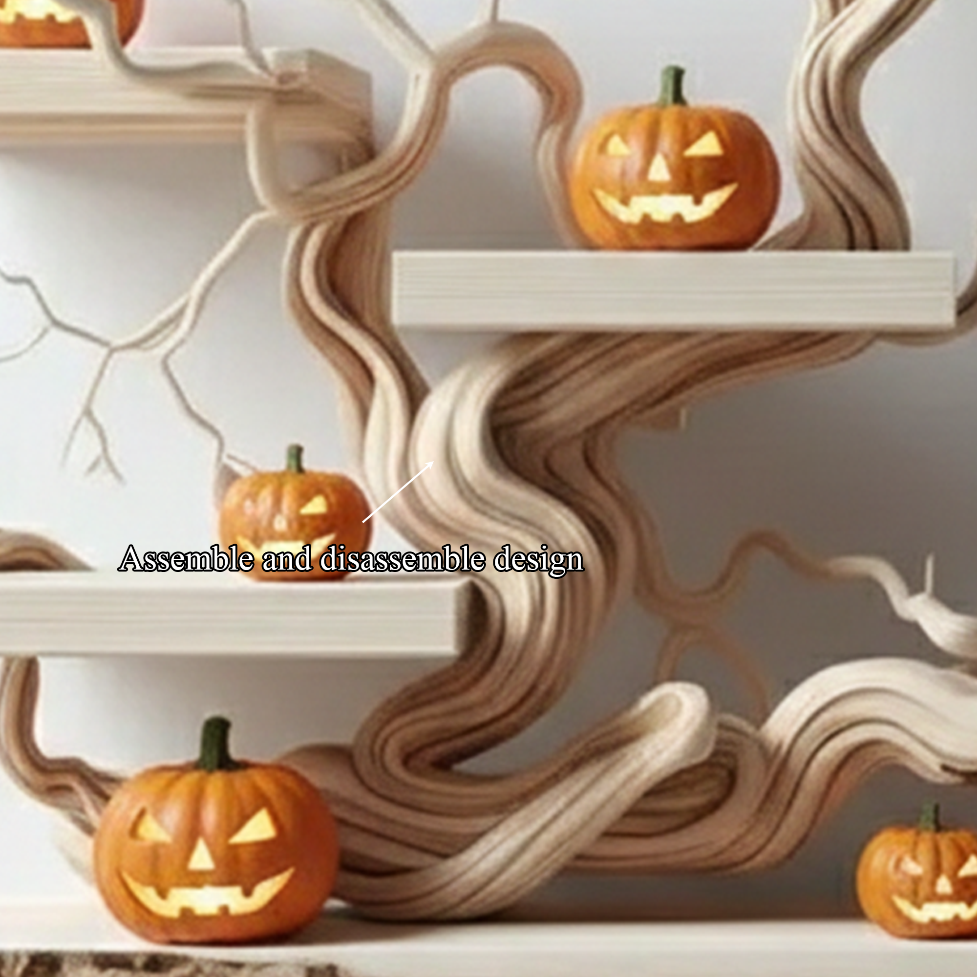 Rustic Handmade Wooden Bookshelf Wall Decor Halloween Style SINLKIHW052