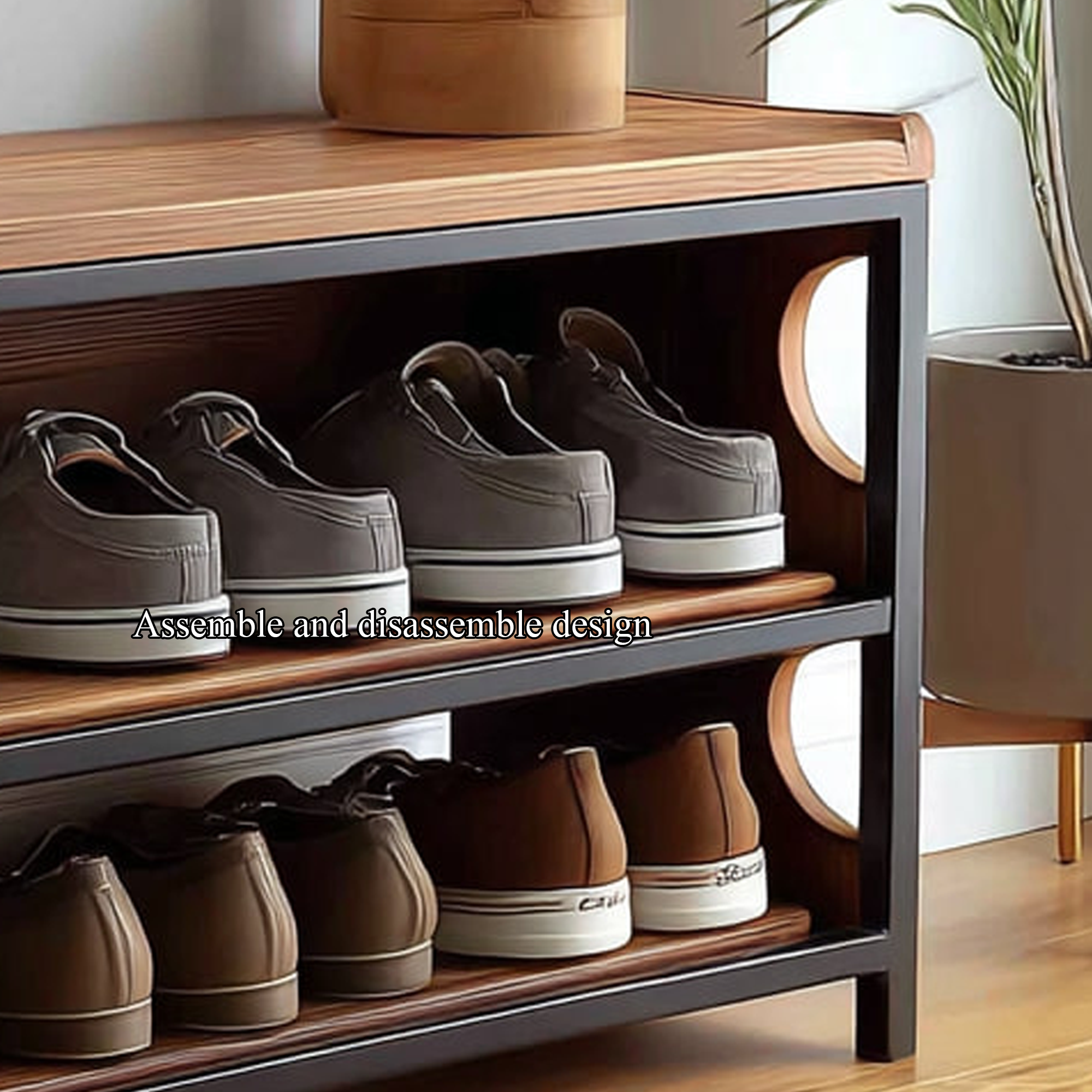 Midcentury Modern Shoe Bench Entryway SINLKISB042