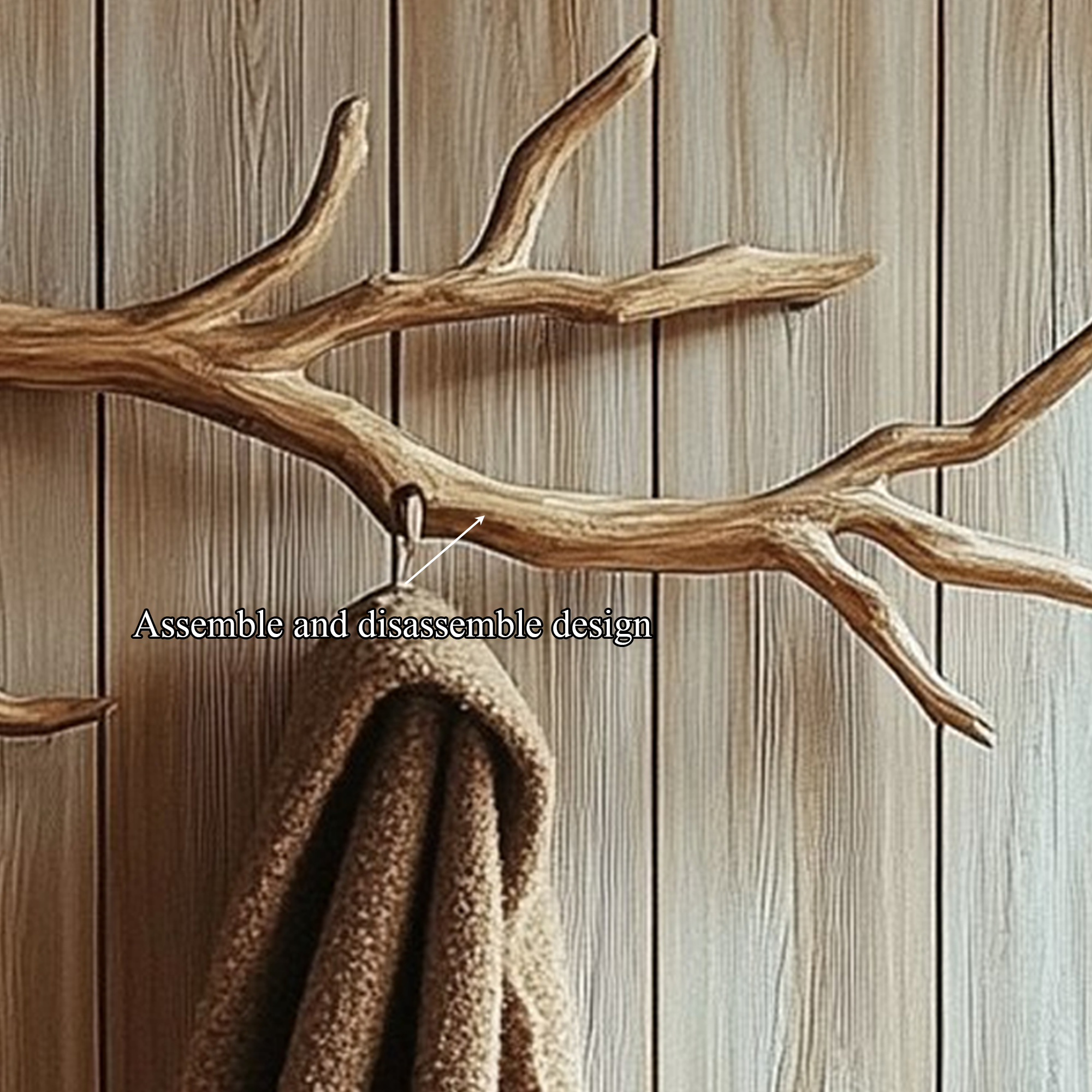 Rustic Branch Wall Hook Solid Wood Entryway Decor SINLKITCR067