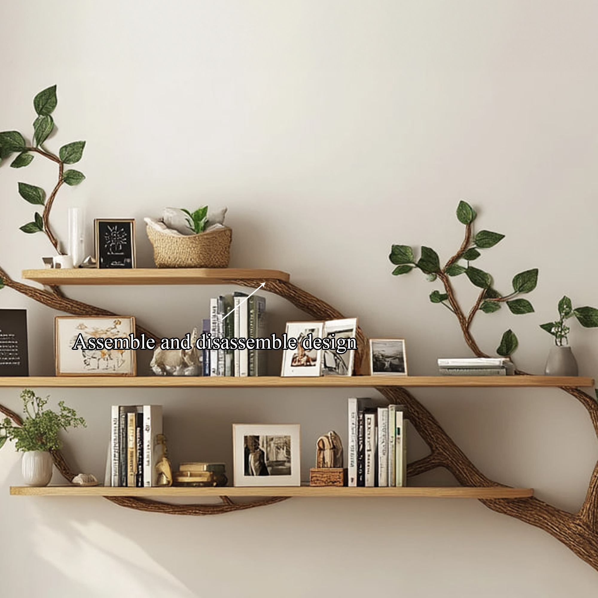 Rustic Tree Wall Shelf For Modern Bedroom Decor SINLKITBS059