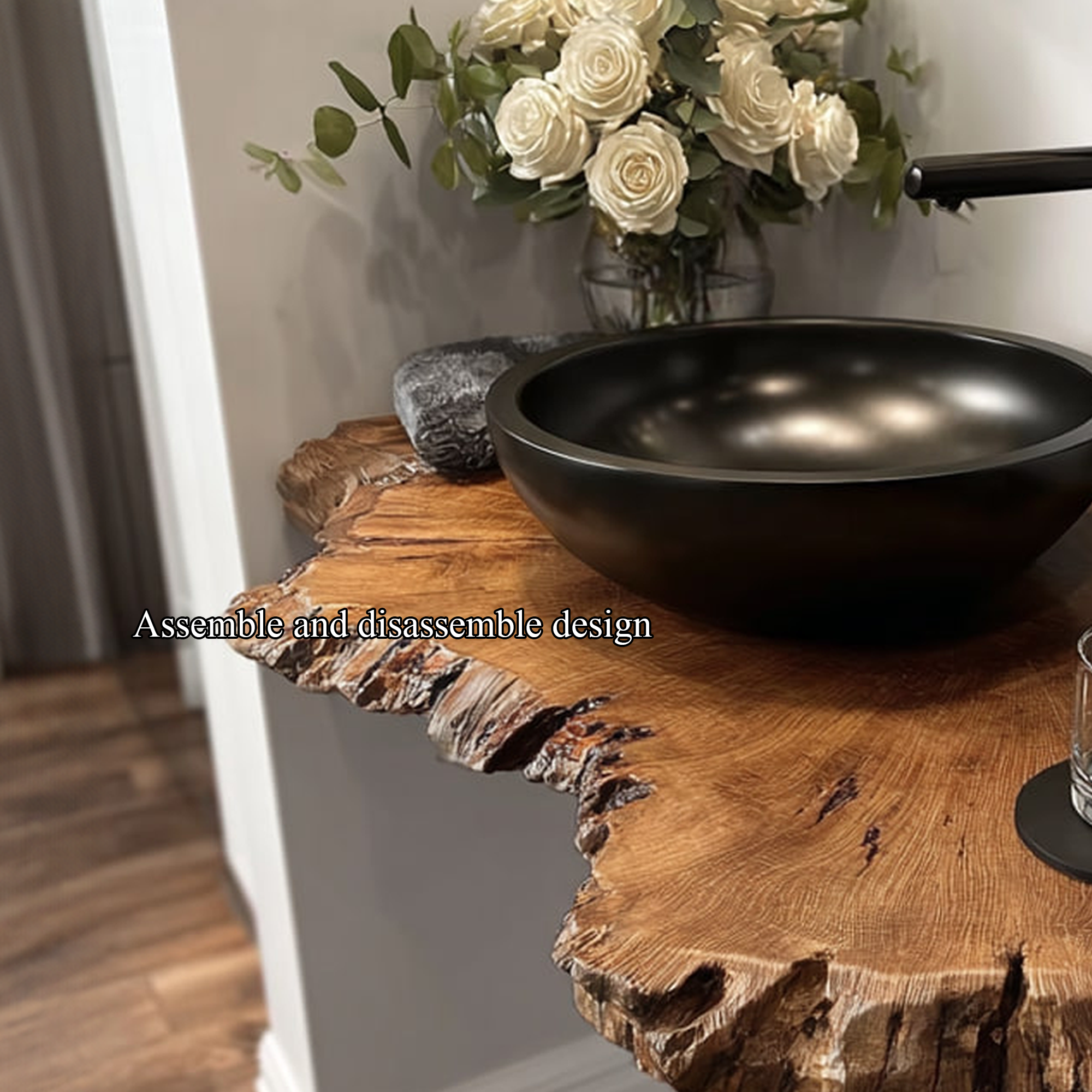 Rustic Floating Shelf Narrow Vanity Washroom SINLKIBRV146