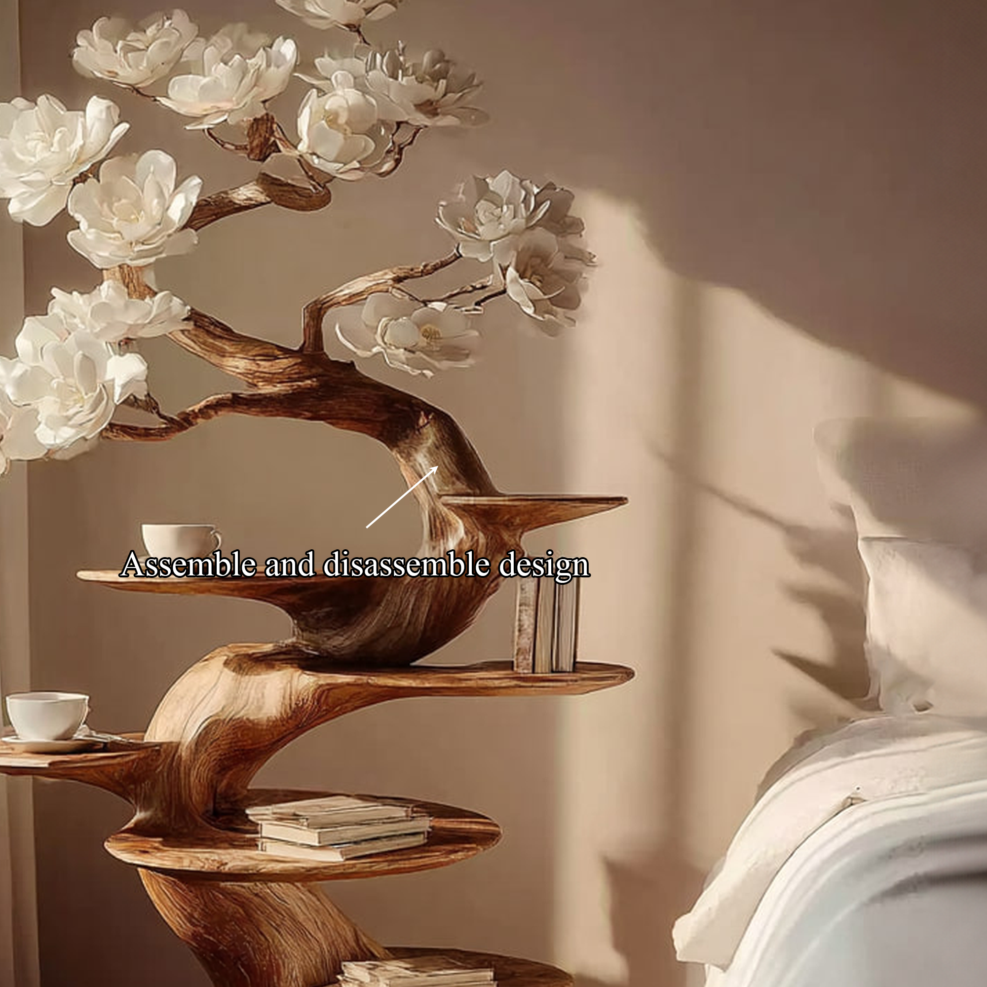 Organic Modern Sculptural Floor Display Shelf For Living Room SINLKIBT174