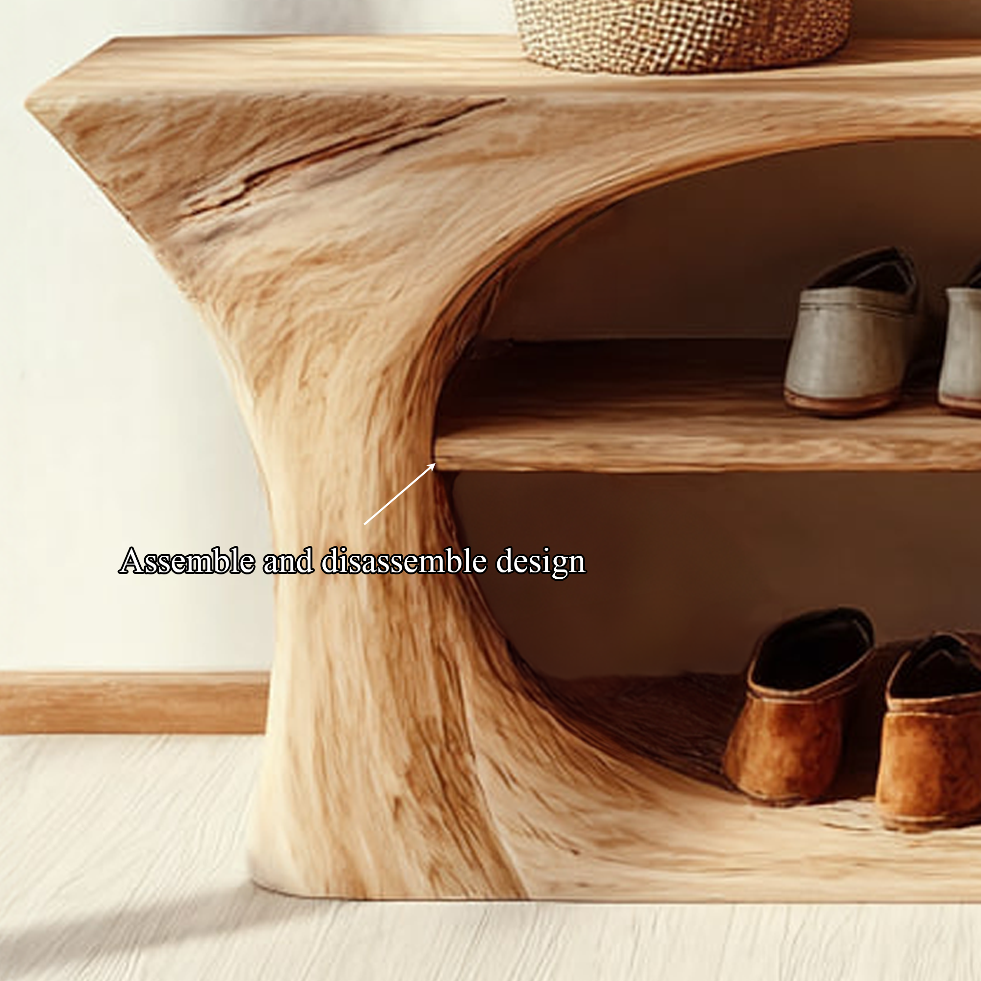 Mid Century Handcrafted Wooden Shoe Storage Bench Home SINLKISB053