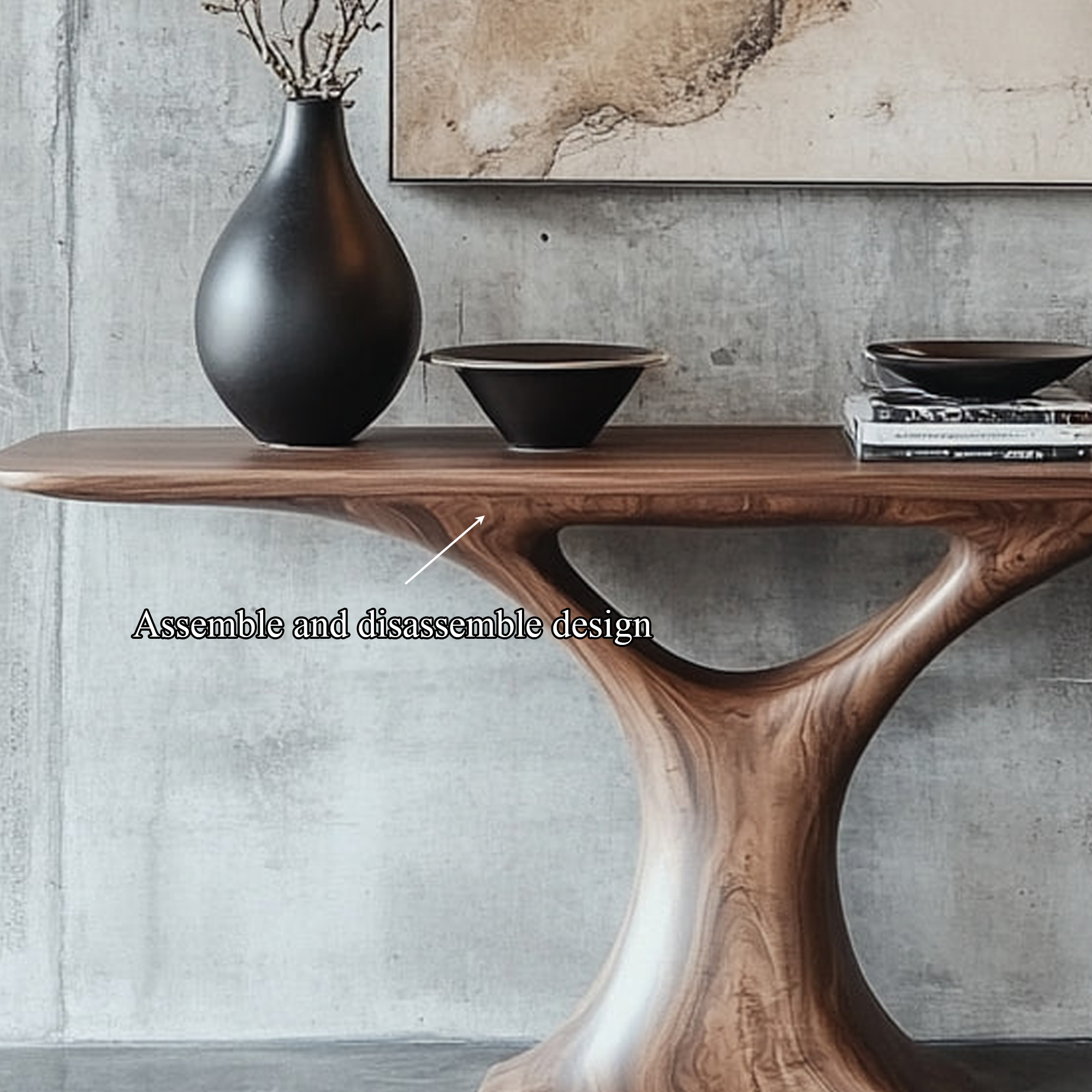 Mid Century Entry Table Smooth Sculptural Form Luxury Welcome Area SINLKICS330