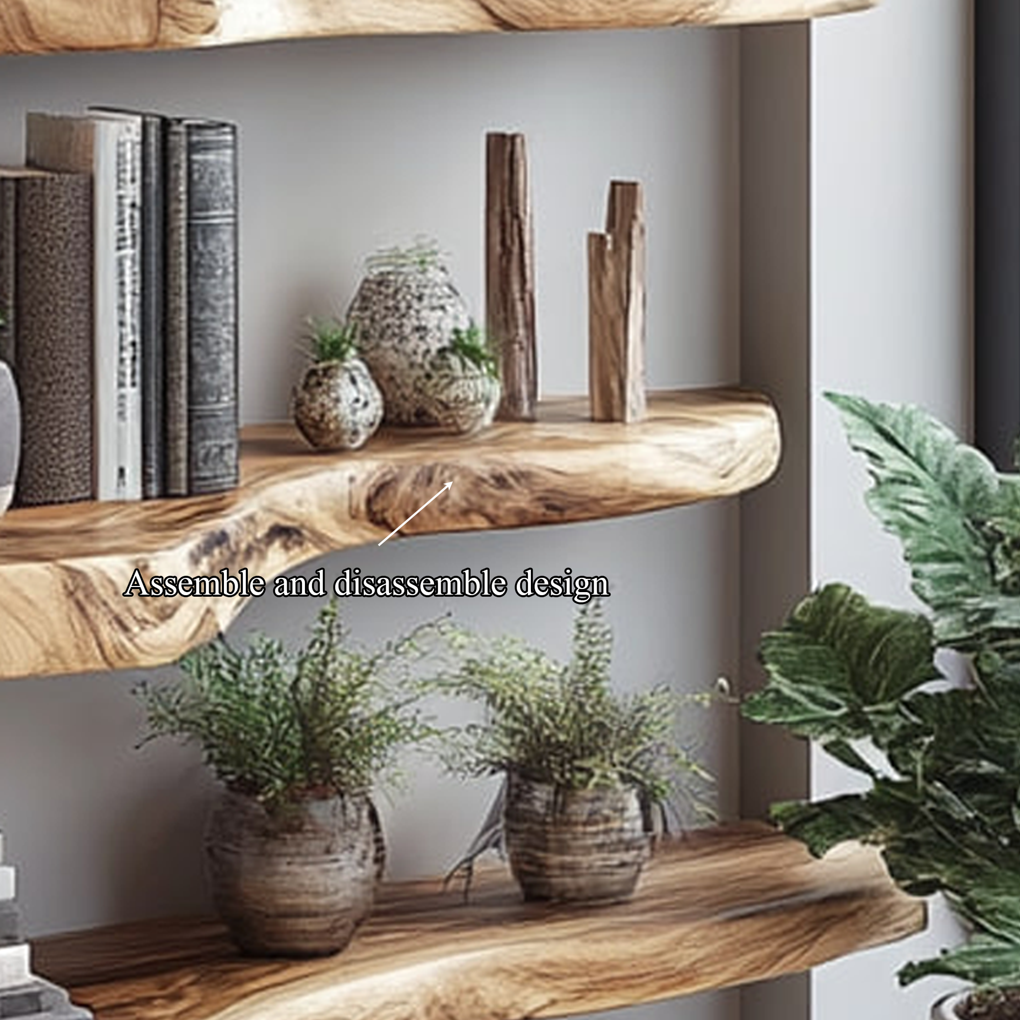 Rustic Live Edge Floating Bookshelf Living Room Or Office SINLKIFL263