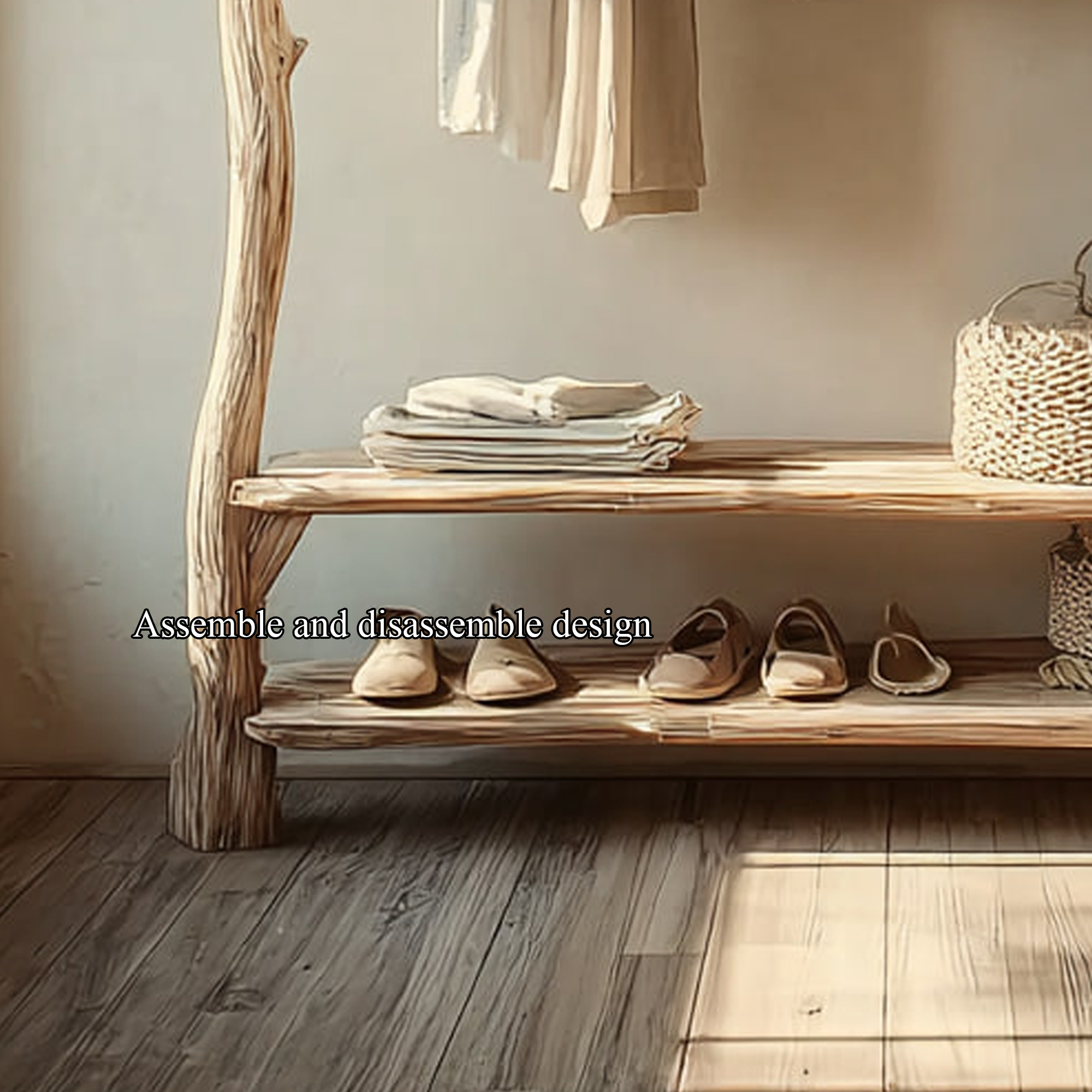Rustic Clothing Rack Bedroom Entryway Storage SINLKITCR025