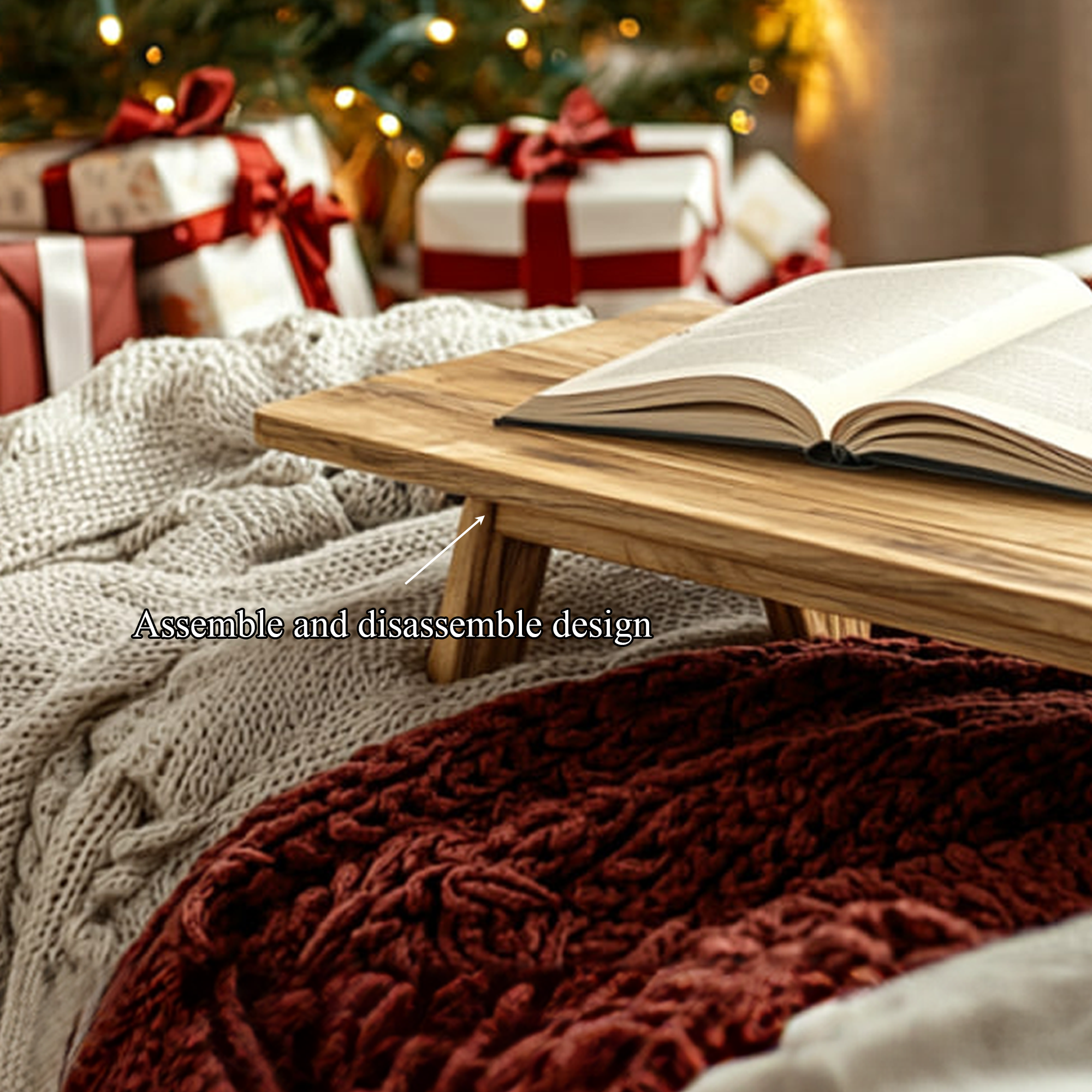 Rustic Bed Table Christmas Holiday Natural Home Decor SINLKIDK064