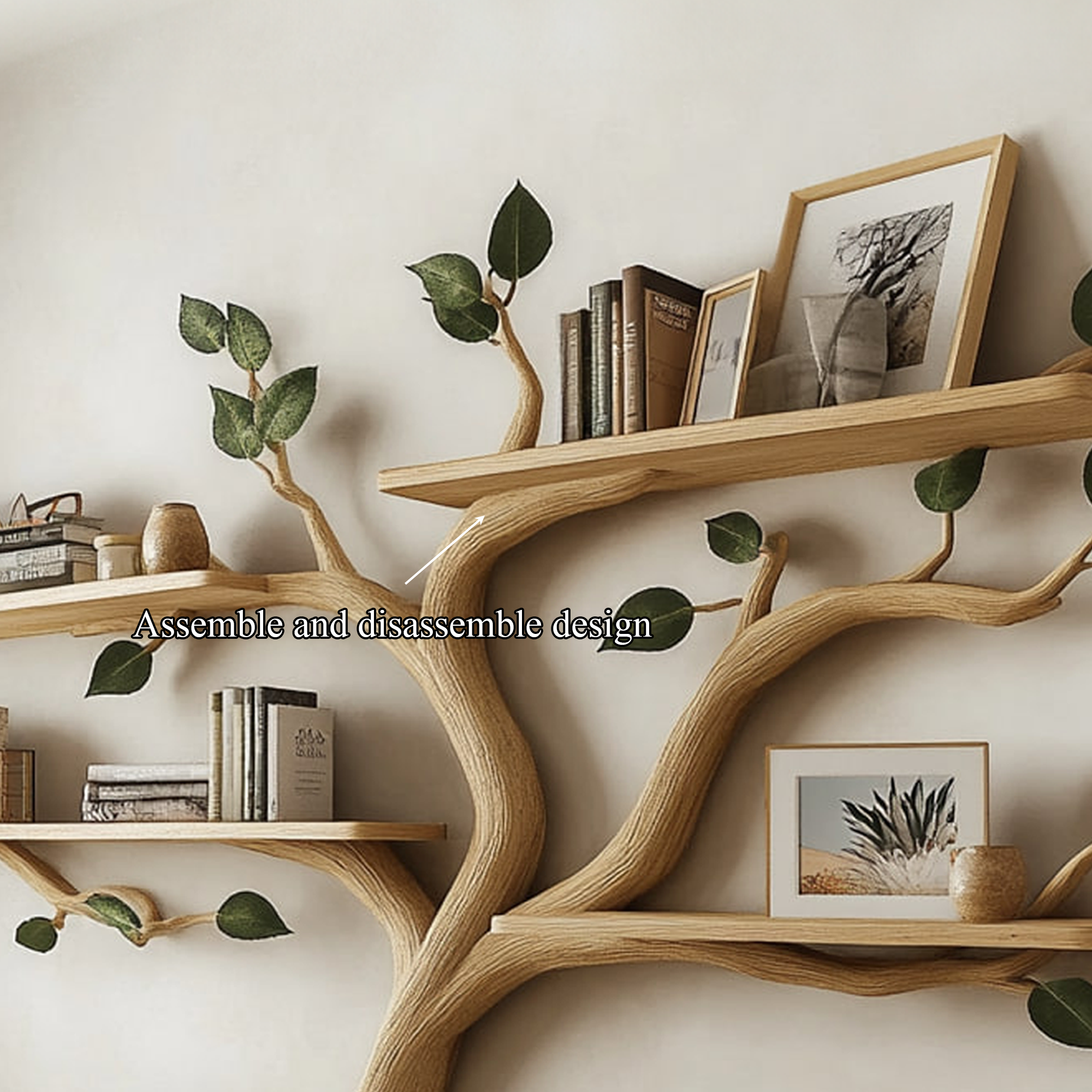 Rustic Tree Wall Shelf Contemporary Bedroom Entryway SINLKITBS062