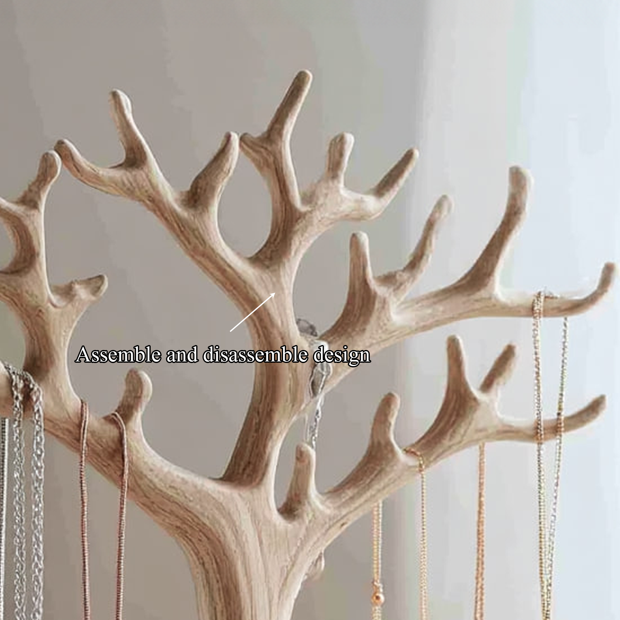 Scandinavian Solid Wood Jewelry Tree Organizer Stand SINLKITJR001