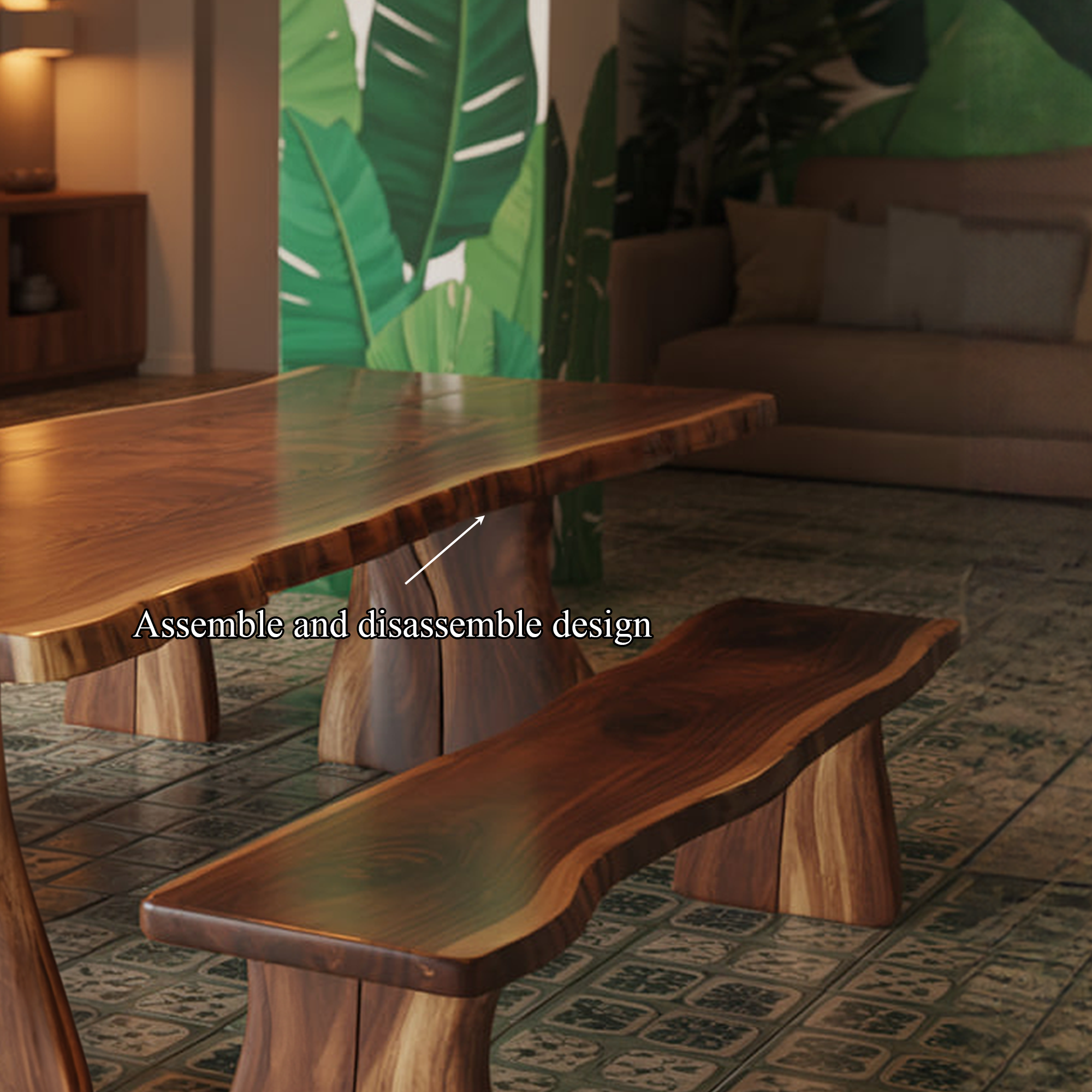 Rustic Live Edge Dining Table Natural Finish Kitchen SINLSDTS131