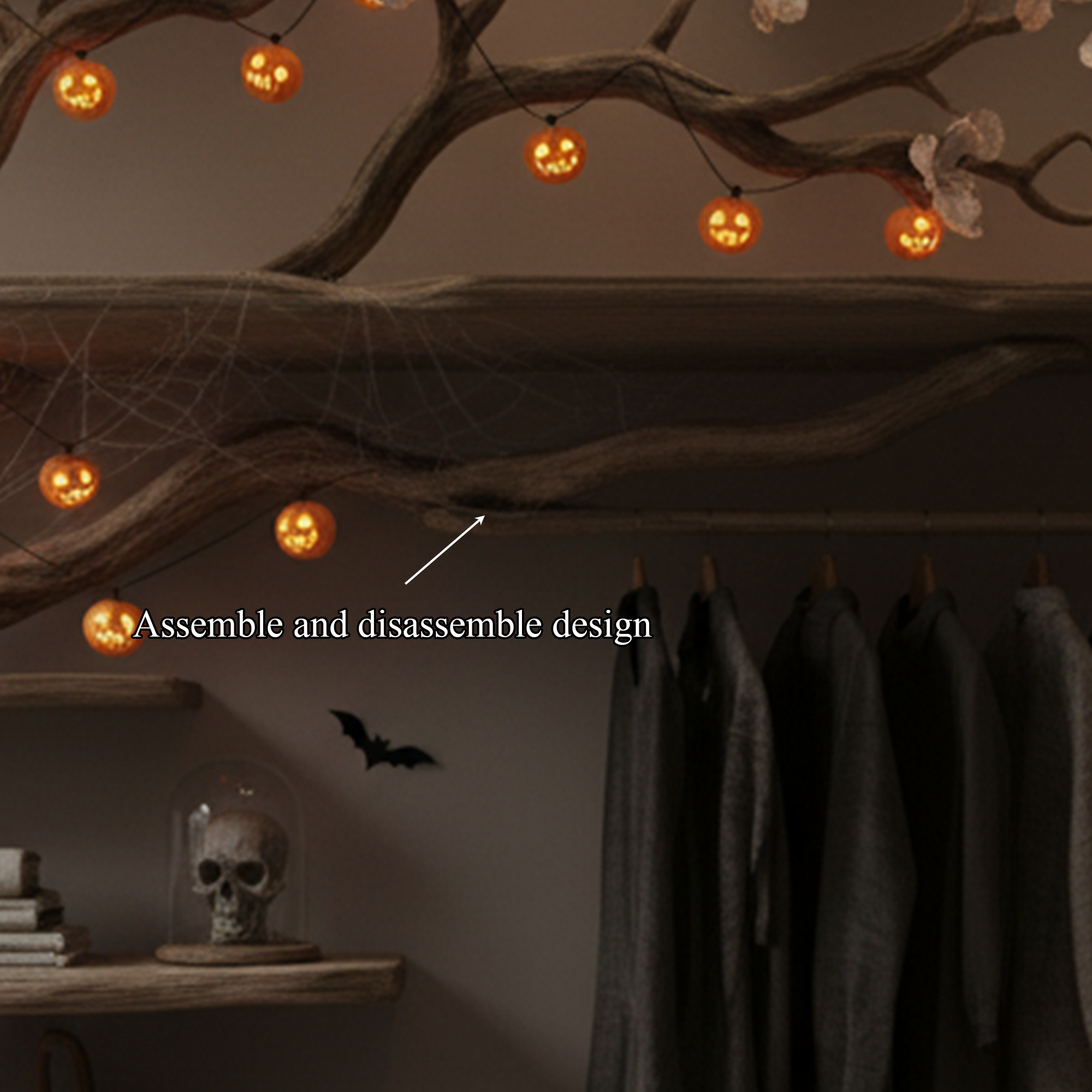 Mid Century Halloween Wardrobe Shelf Bedroom SINLKIHW029