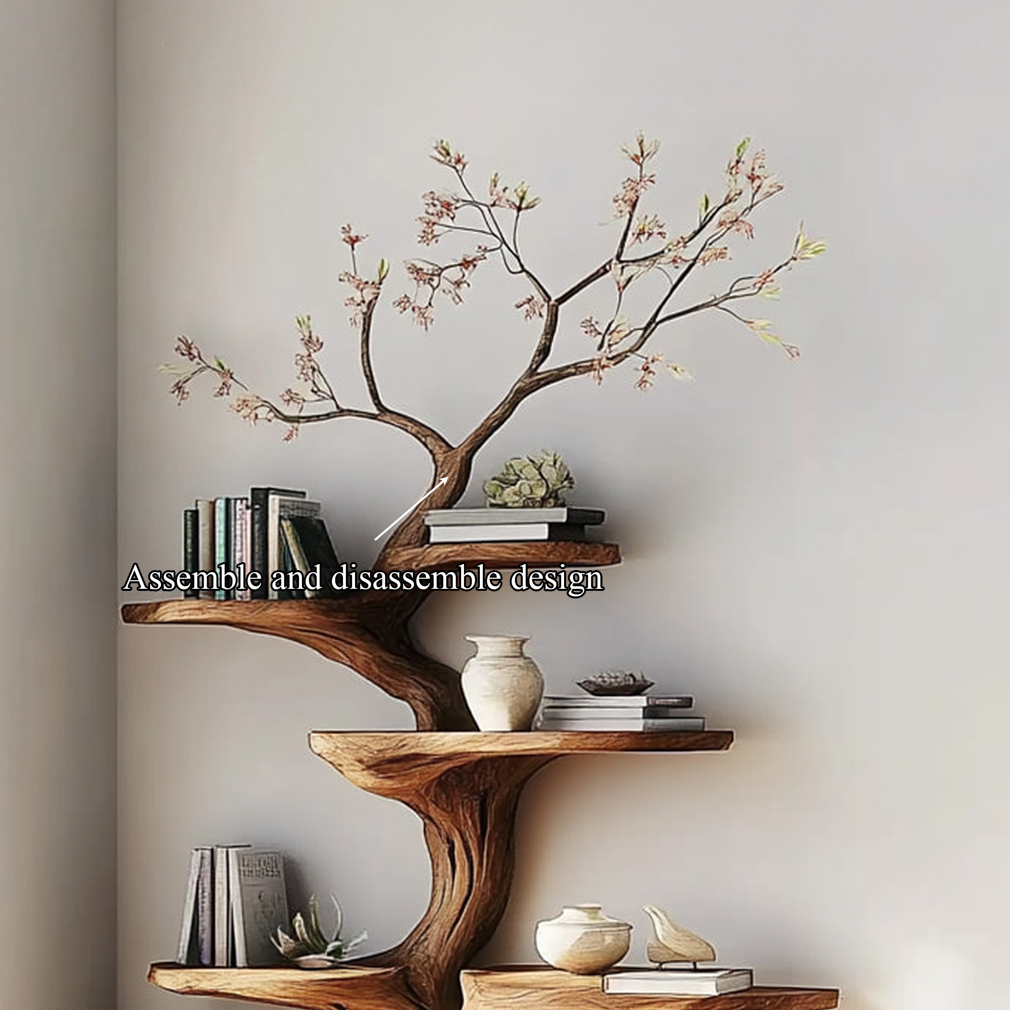Rustic Statement Tree Shelf Living Room Artistic Display SINLKITB465