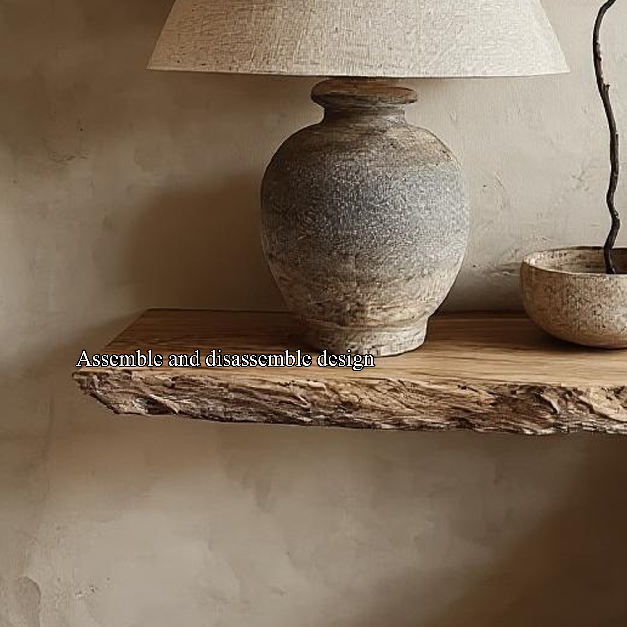 Rustic Nightstand Floating Shelf Bedroom SINLKIFL182